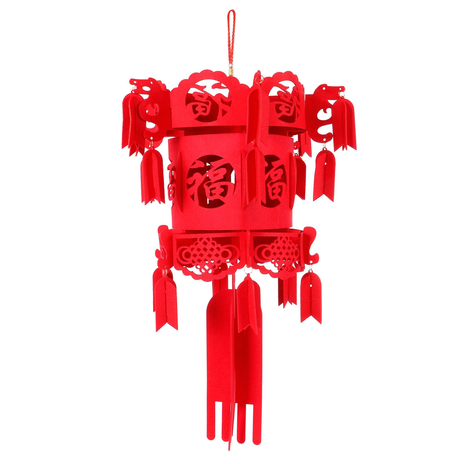 Chinese Lantern DIY Felt Red Fu Puzzle Lantern New Year Pendant Home Garden — image 1