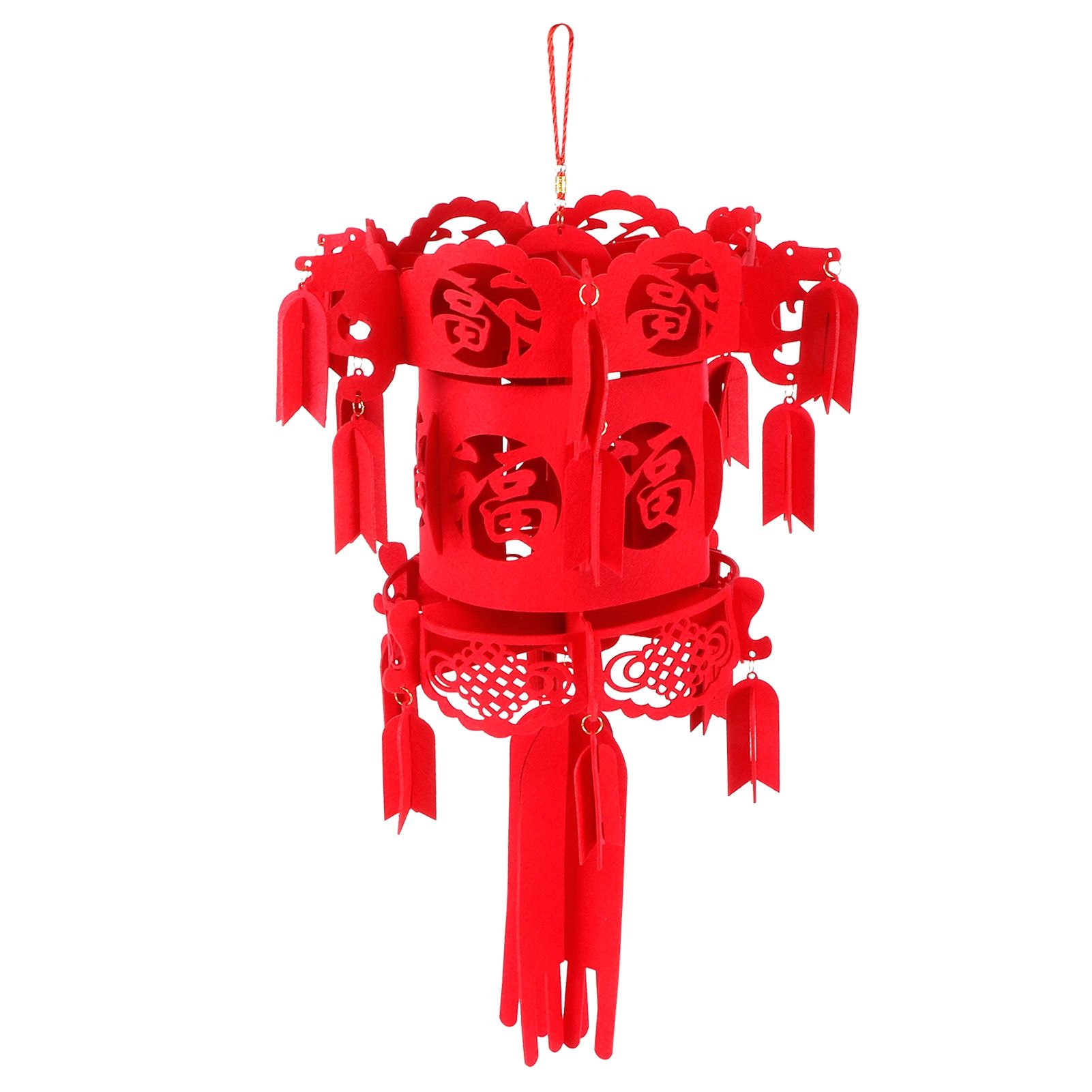 Chinese Lantern DIY Felt Red Fu Puzzle Lantern New Year Pendant Home Garden view 4