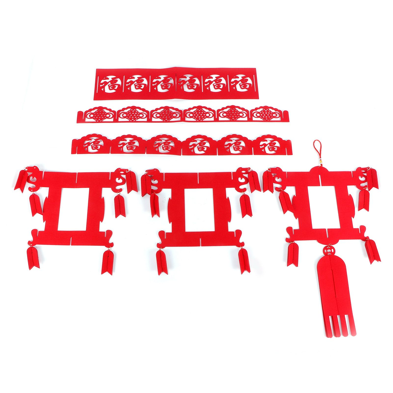 Chinese Lantern DIY Felt Red Fu Puzzle Lantern New Year Pendant Home Garden view 5