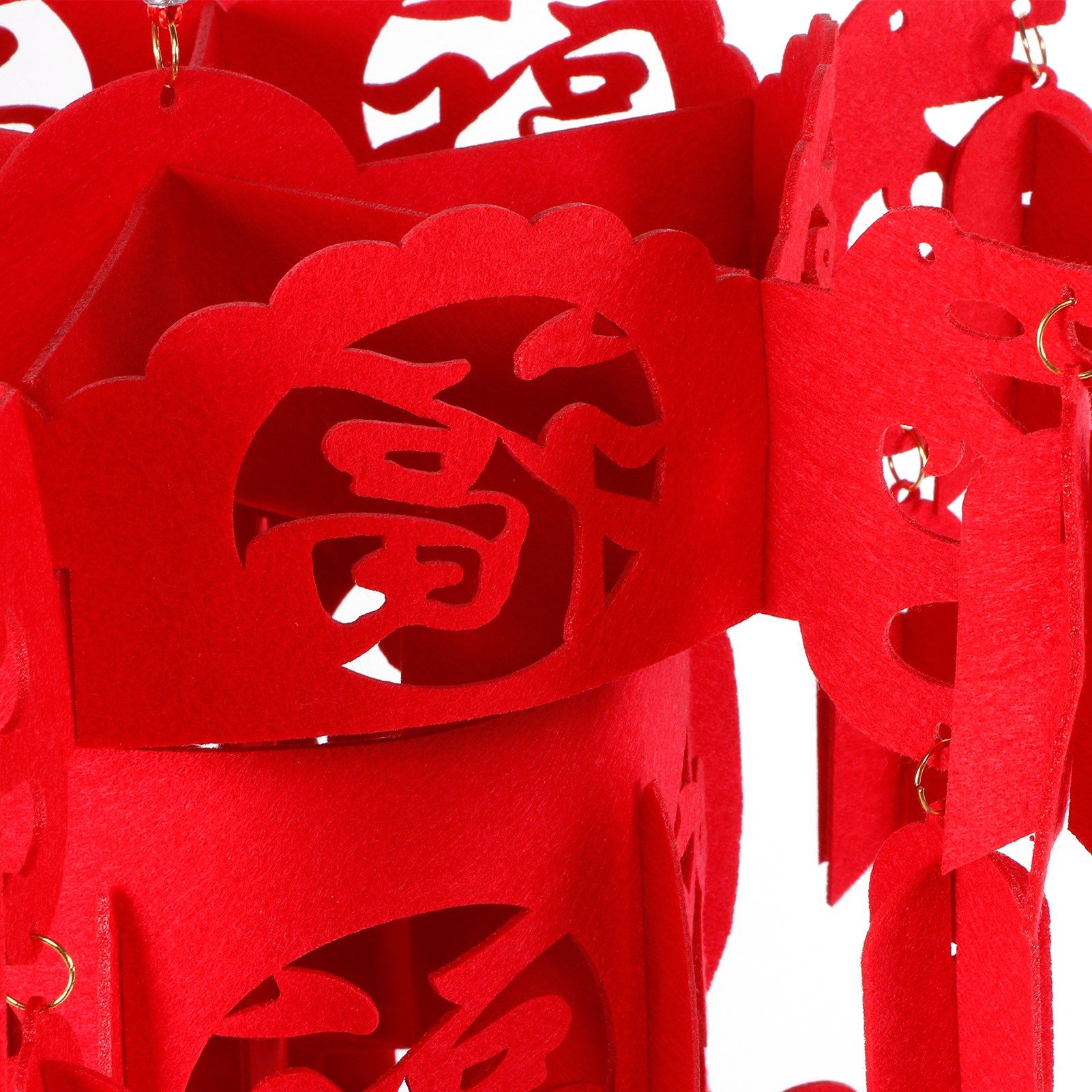 Chinese Lantern DIY Felt Red Fu Puzzle Lantern New Year Pendant Home Garden view 12