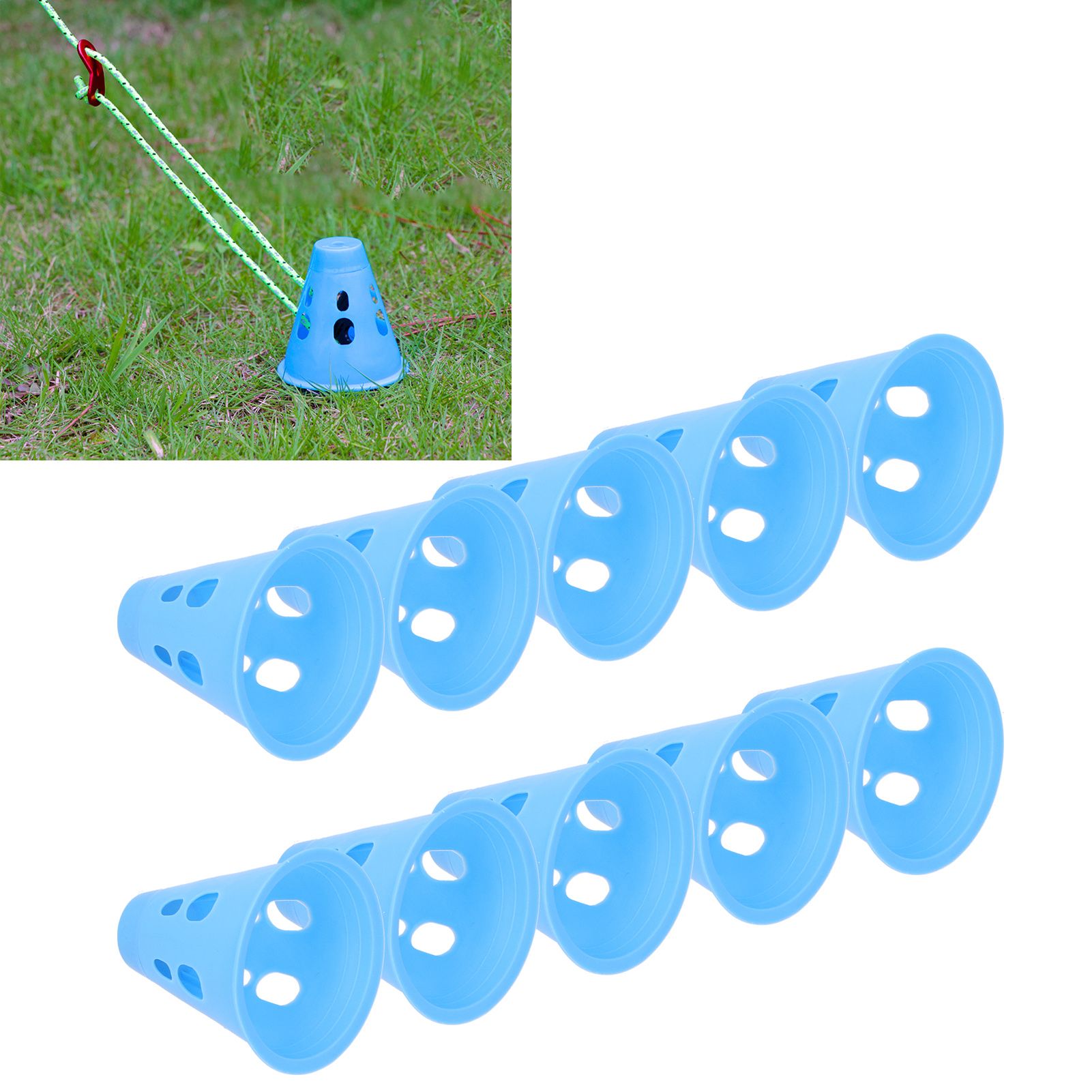 10pcs Camping Tent Nail Warning Cap Light Cap Traveling Outdoor Picnic view 10