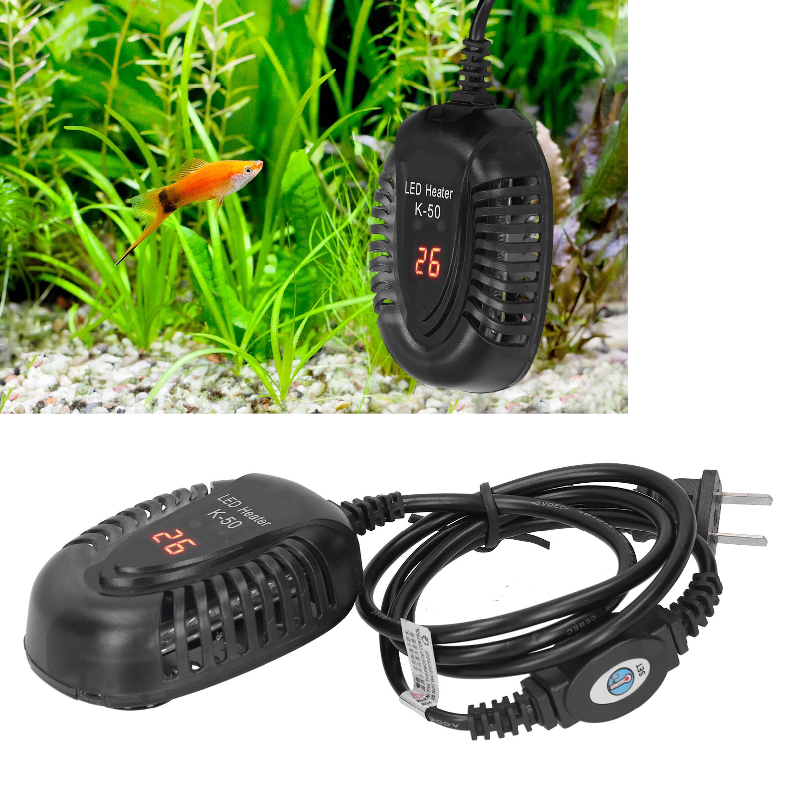 Submersible Aquarium Heater Fish Tank LED External Thermostat Quartz Heating Rod view 10