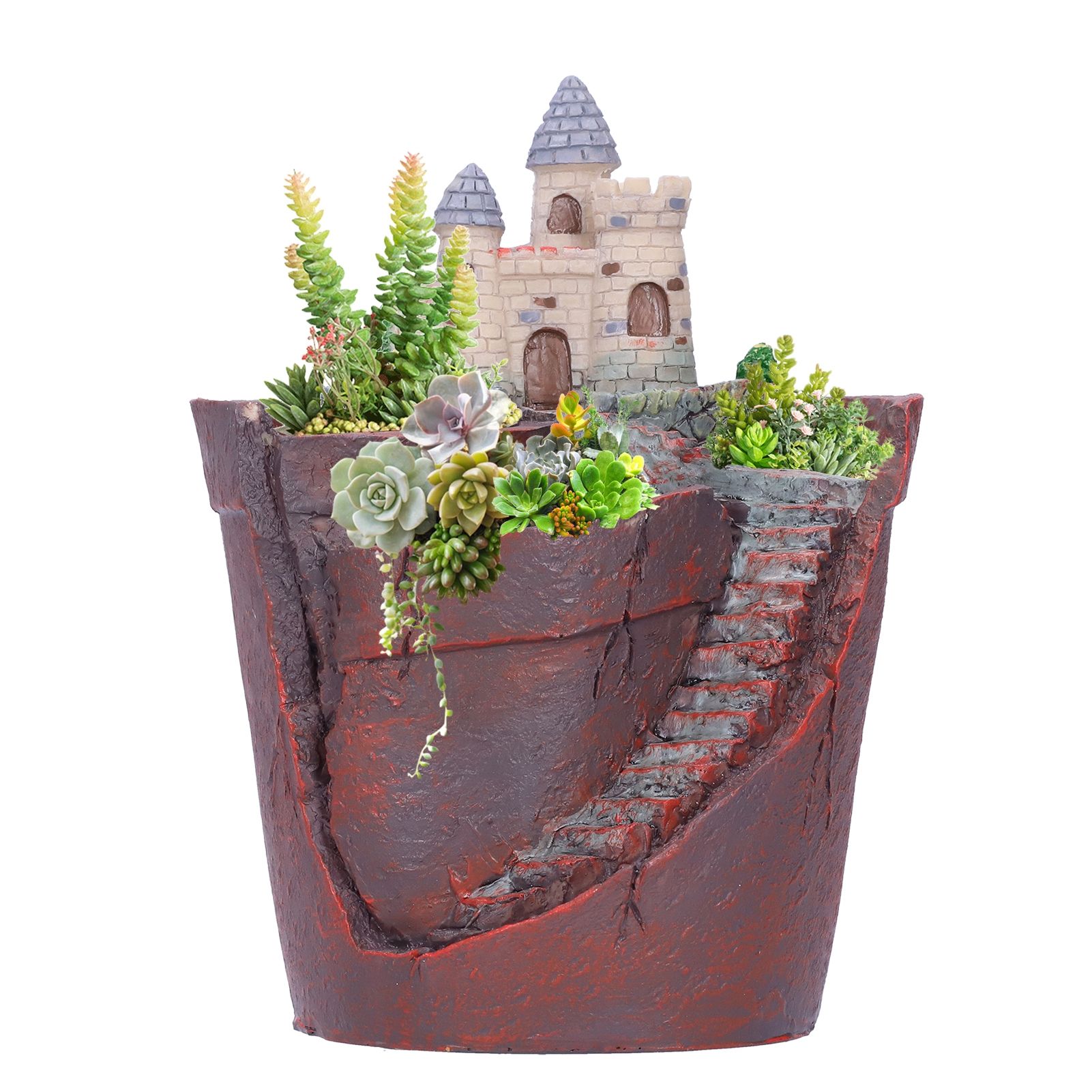 Succulent Plants Flowerpot Resin Mini House Flower Planter Container Home Decor view 9