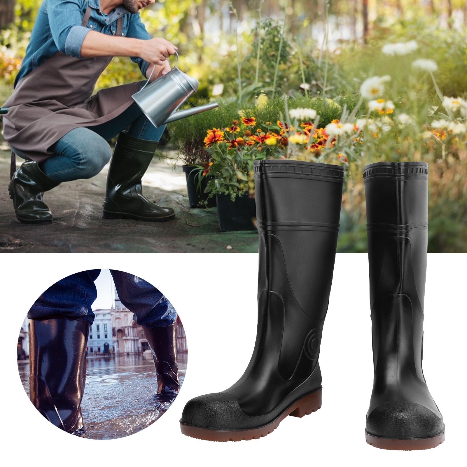 1 Pair Rain Boots PVC Non Slip Waterproof Safety Work Rain Shoes Footwear view 10