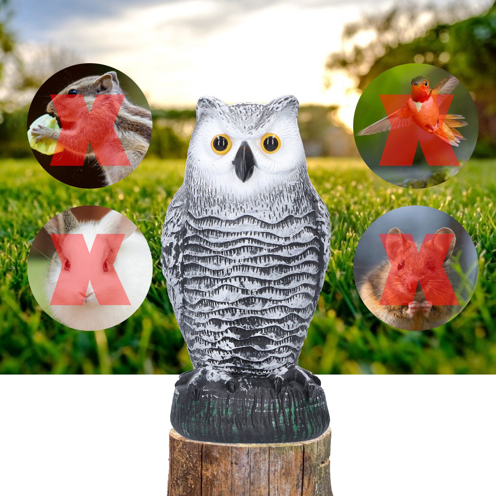 Plastic Hunting Fake Owl Decoys Outdoor Garden Yards Ornaments Pest Deterrent view 9