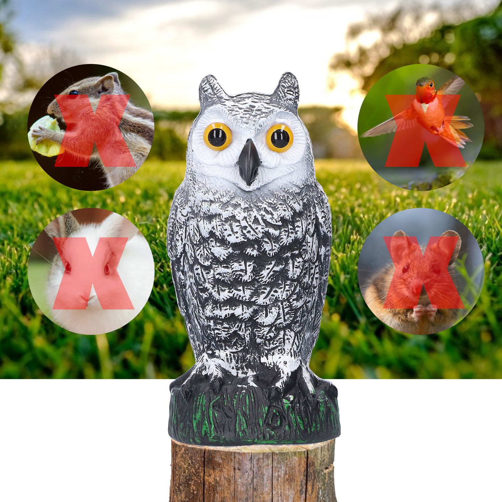 Plastic Hunting Fake Owl Decoys Outdoor Garden Yards Ornaments Pest Deterrent view 9