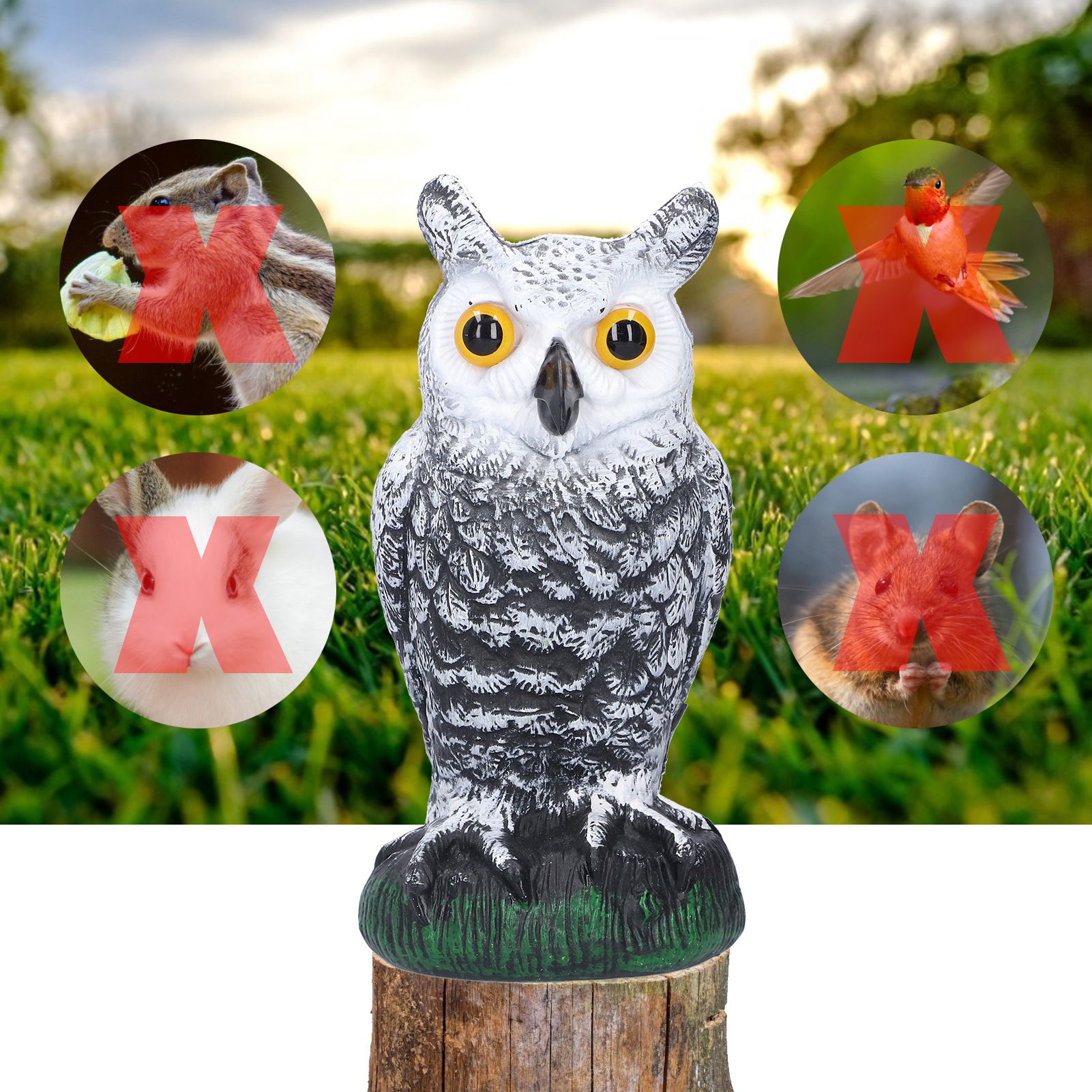 Plastic Hunting Fake Owl Decoys Outdoor Garden Yards Ornaments Pest Deterrent view 9