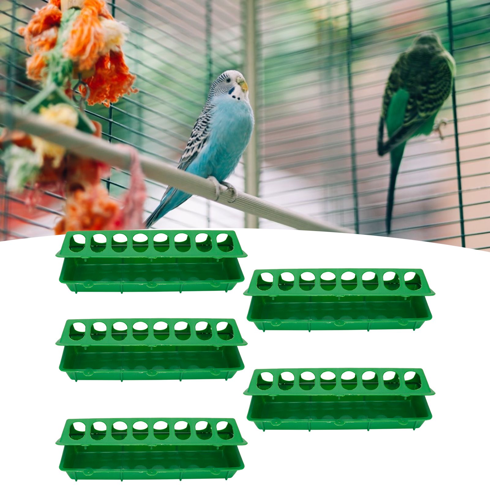 5Set Bird Feeding Trough Thicken Birdcage Hanging Feeder Bowl Box Feeding view 9