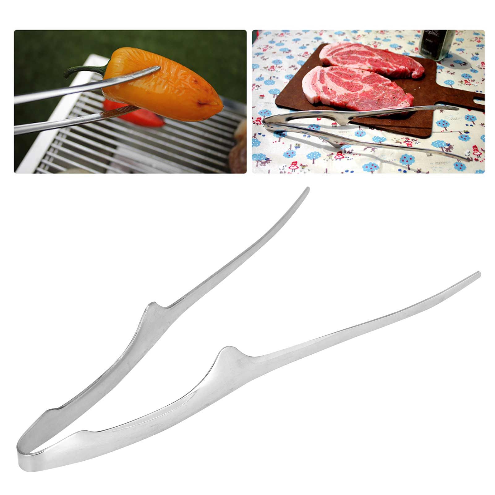 Barbecue Tongs Non Stick Stainless Steel Food Clamp Bread Serving Clip Kitchen view 12