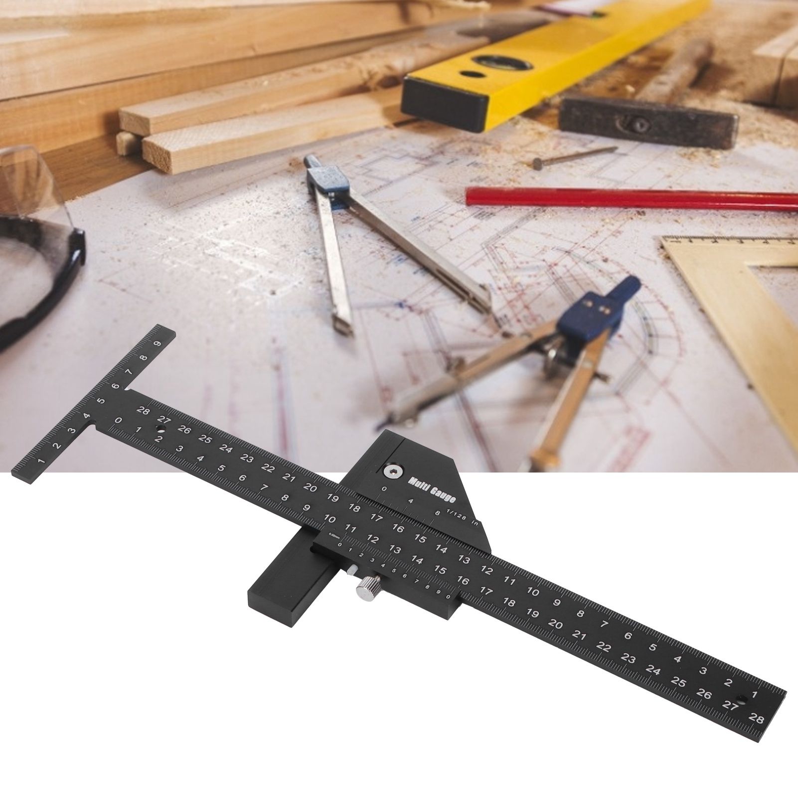 Aluminum Alloy Woodworking Ruler DIY Measuring Tools for Angle Depth Width view 12