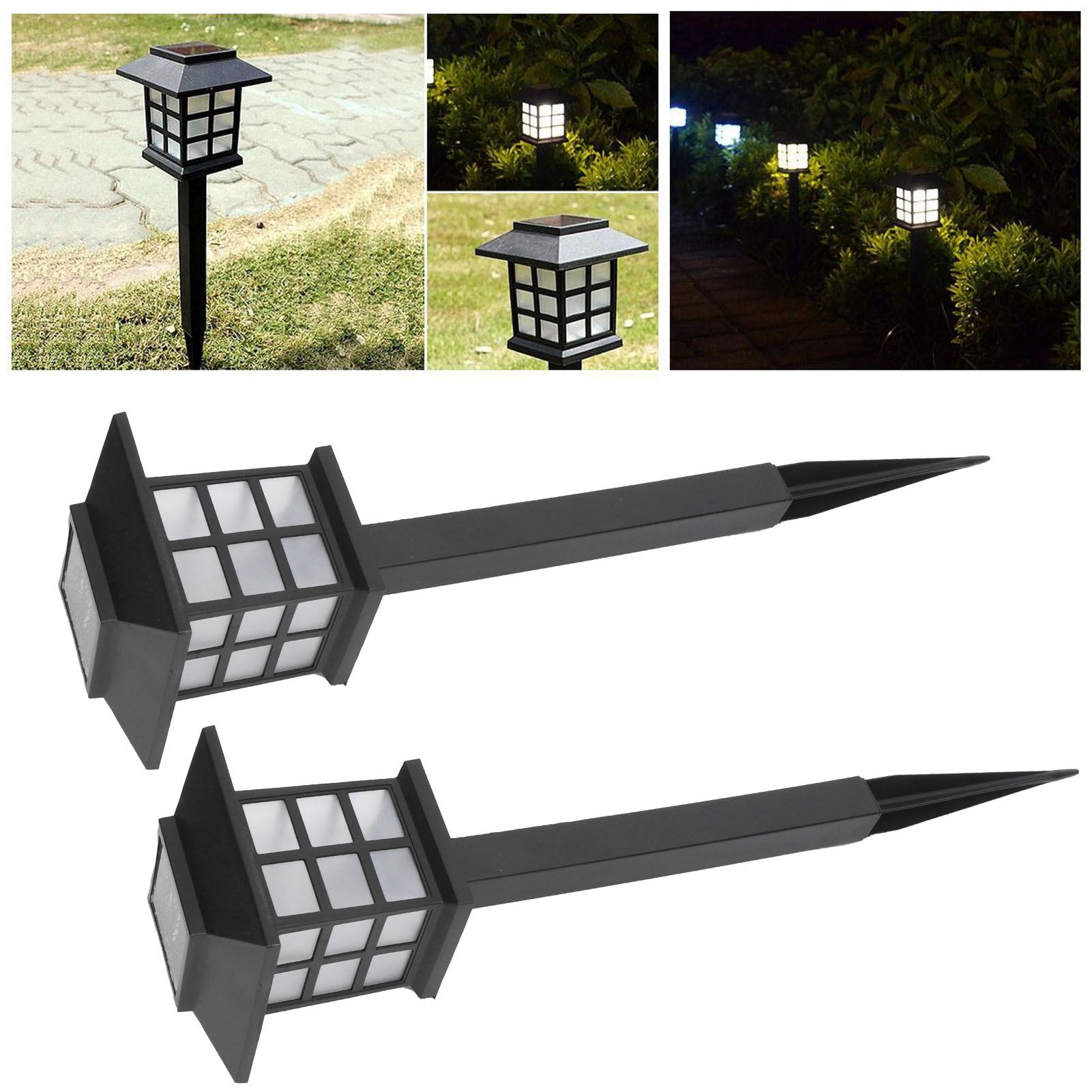2Set LED Solar Lawn Light Waterproof Small House Shaped Stake Light Walkway view 12