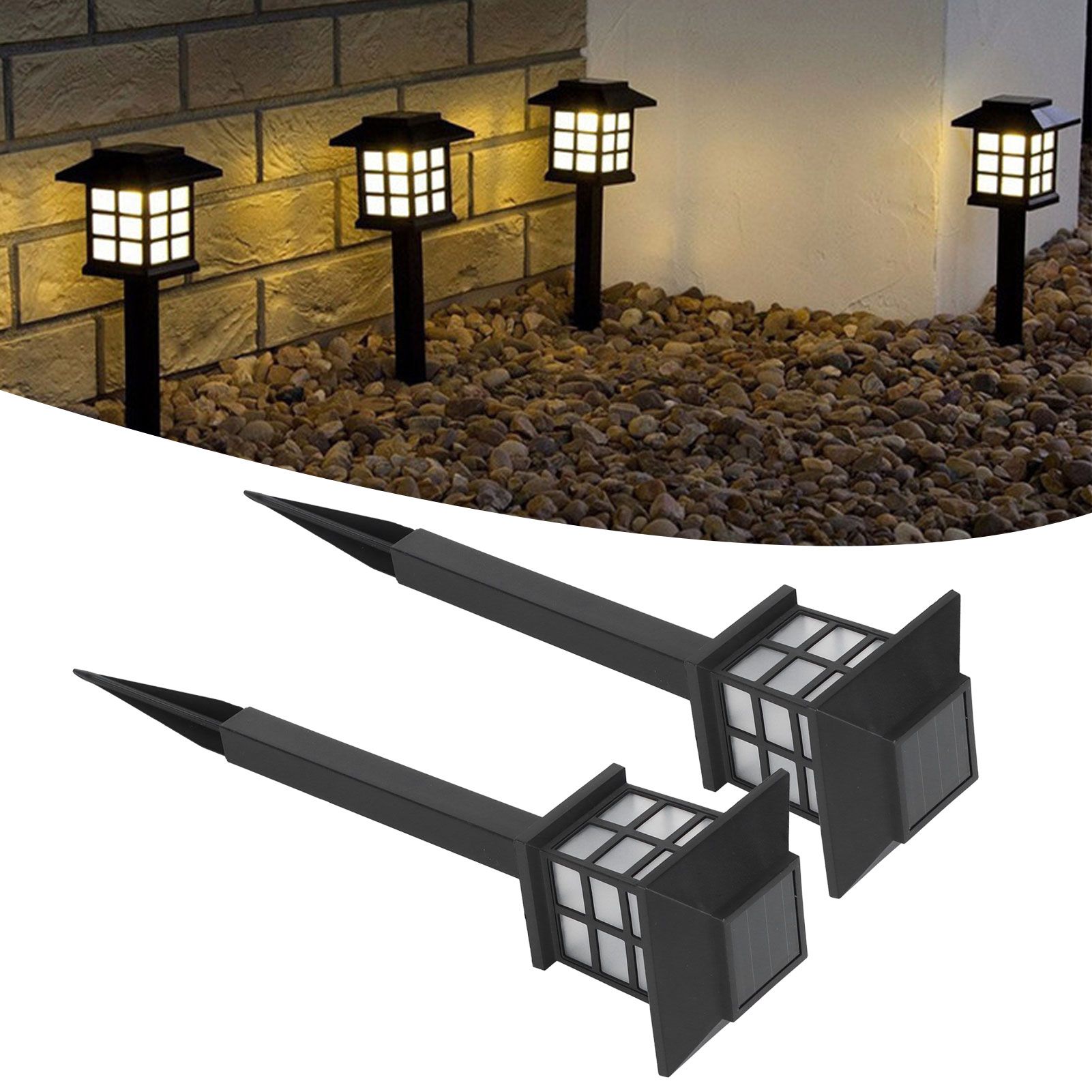 2Set LED Lawn Light Waterproof Solar Powered Paths Lamp Garden Patio Landscape view 12