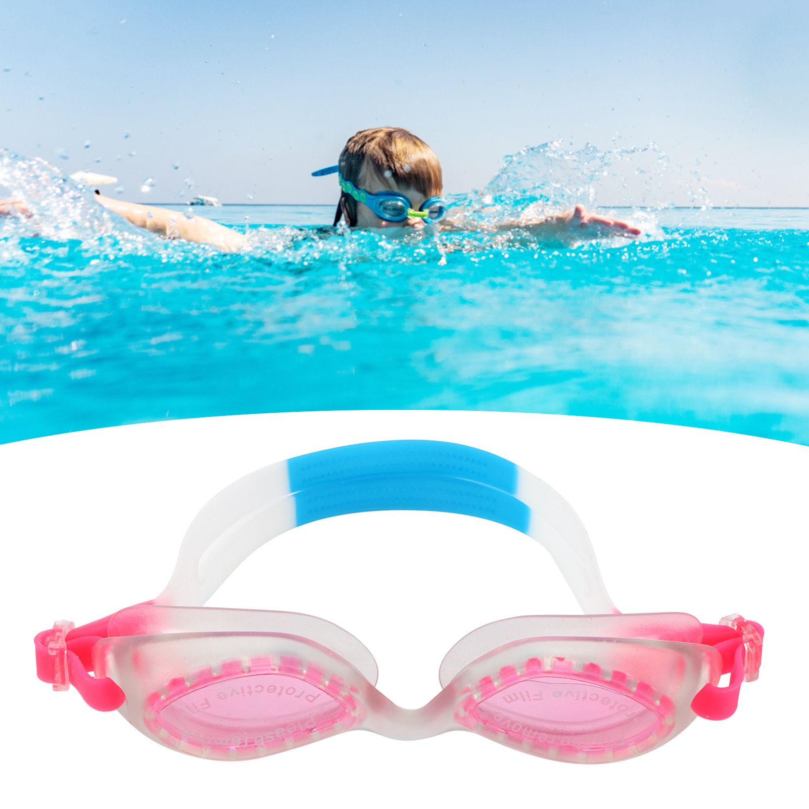 Pink Swimming Goggles Waterproof and AntiFog with Glasses Case Earplugs view 11