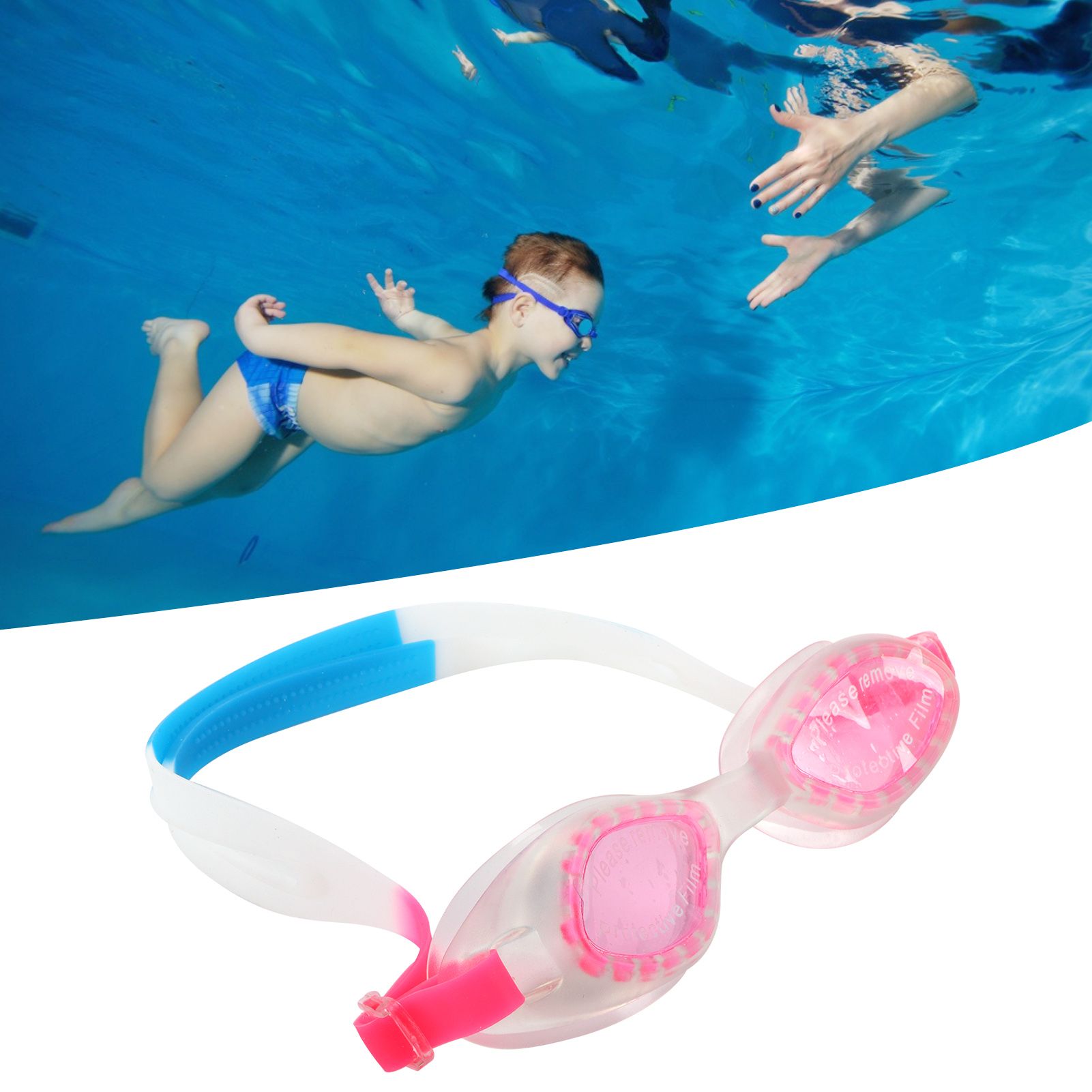 Pink Swimming Goggles Waterproof and AntiFog with Glasses Case Earplugs view 12