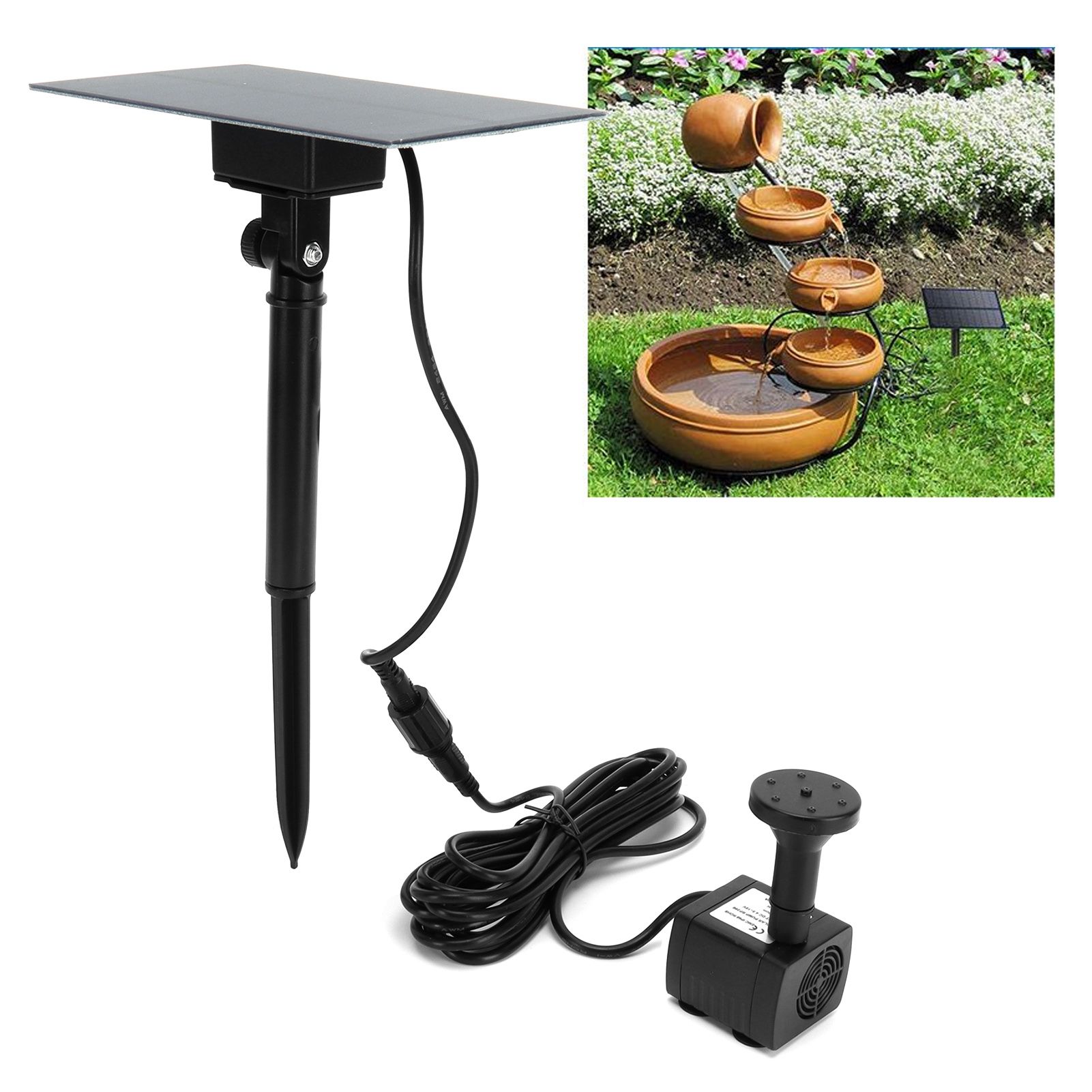 Solar Powered Fountain Outdoor Square 5V Floating Bird Bath Fountain Landscape view 10
