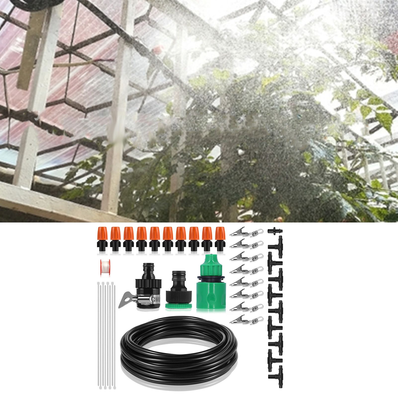 8m Garden Irrigation System Single Outlet Atomizing Kit for Greenhouse Flower Bed view 11