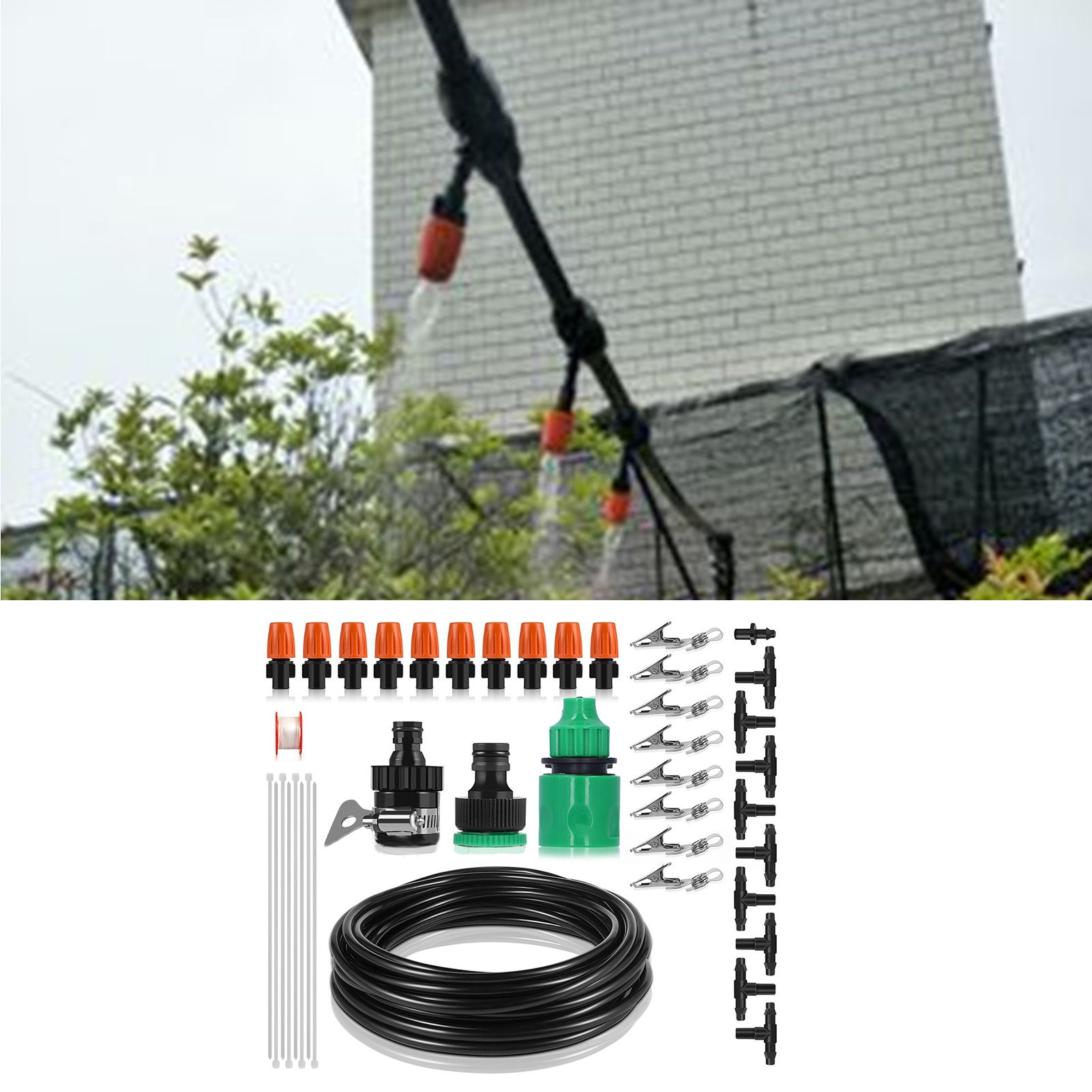 8m Garden Irrigation System Single Outlet Atomizing Kit for Greenhouse Flower Bed view 12