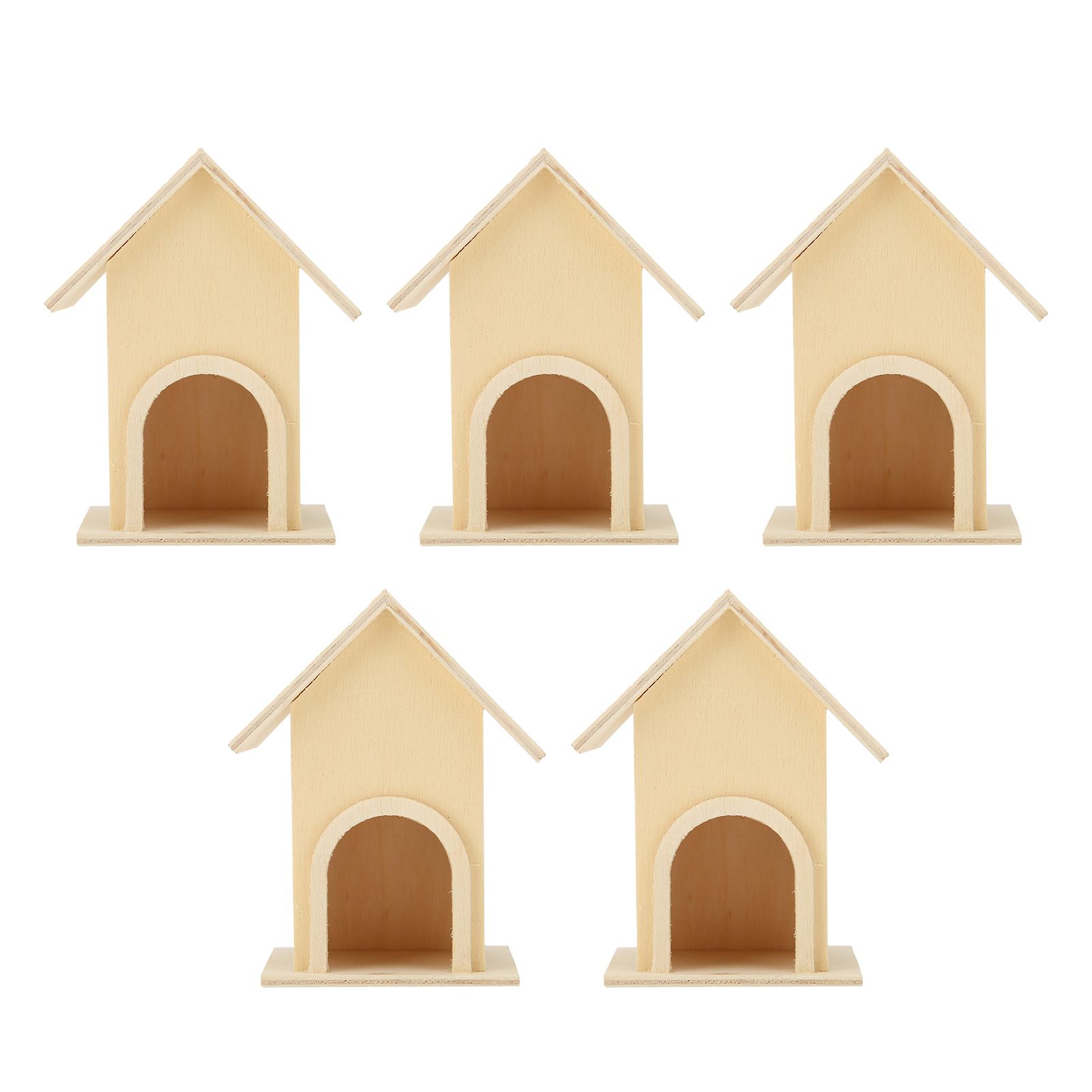 5Pcs Wooden Birdhouse Unique DIY Bird Feeder Cage Craft Ornament Garden Patio view 2