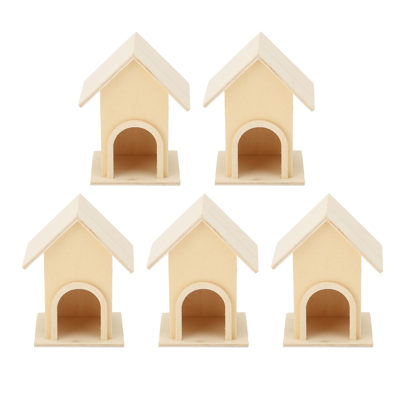 5Pcs Wooden Birdhouse Unique DIY Bird Feeder Cage Craft Ornament Garden Patio view 3