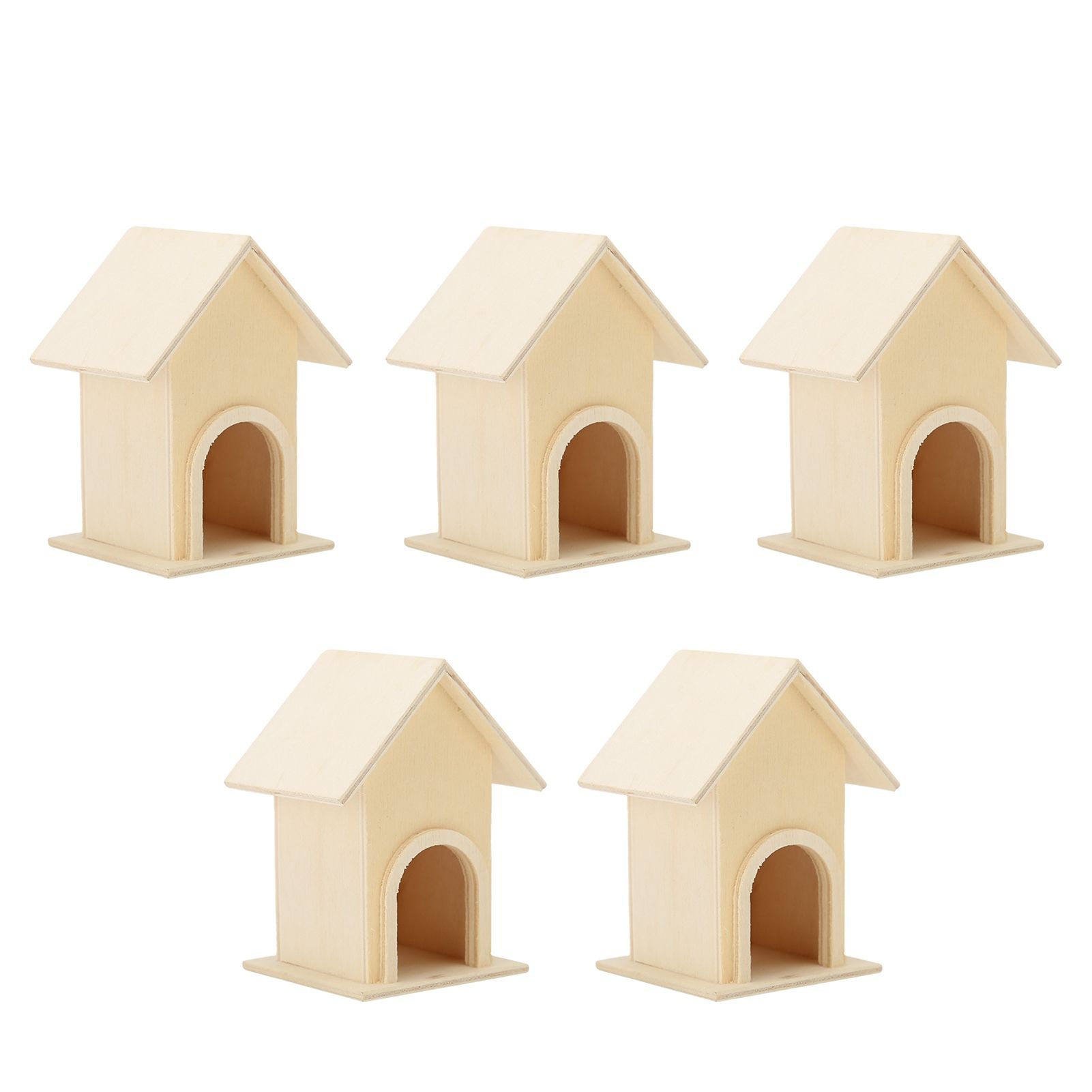 5Pcs Wooden Birdhouse Unique DIY Bird Feeder Cage Craft Ornament Garden Patio view 4