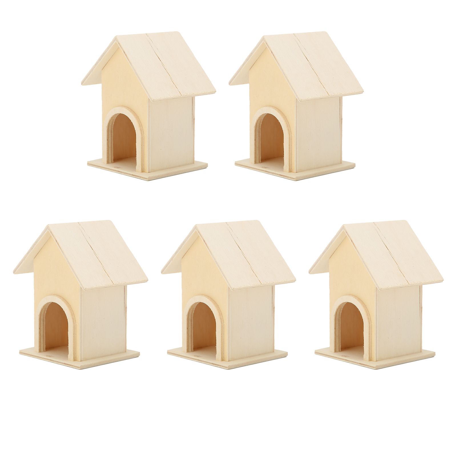 5Pcs Wooden Birdhouse Unique DIY Bird Feeder Cage Craft Ornament Garden Patio view 6