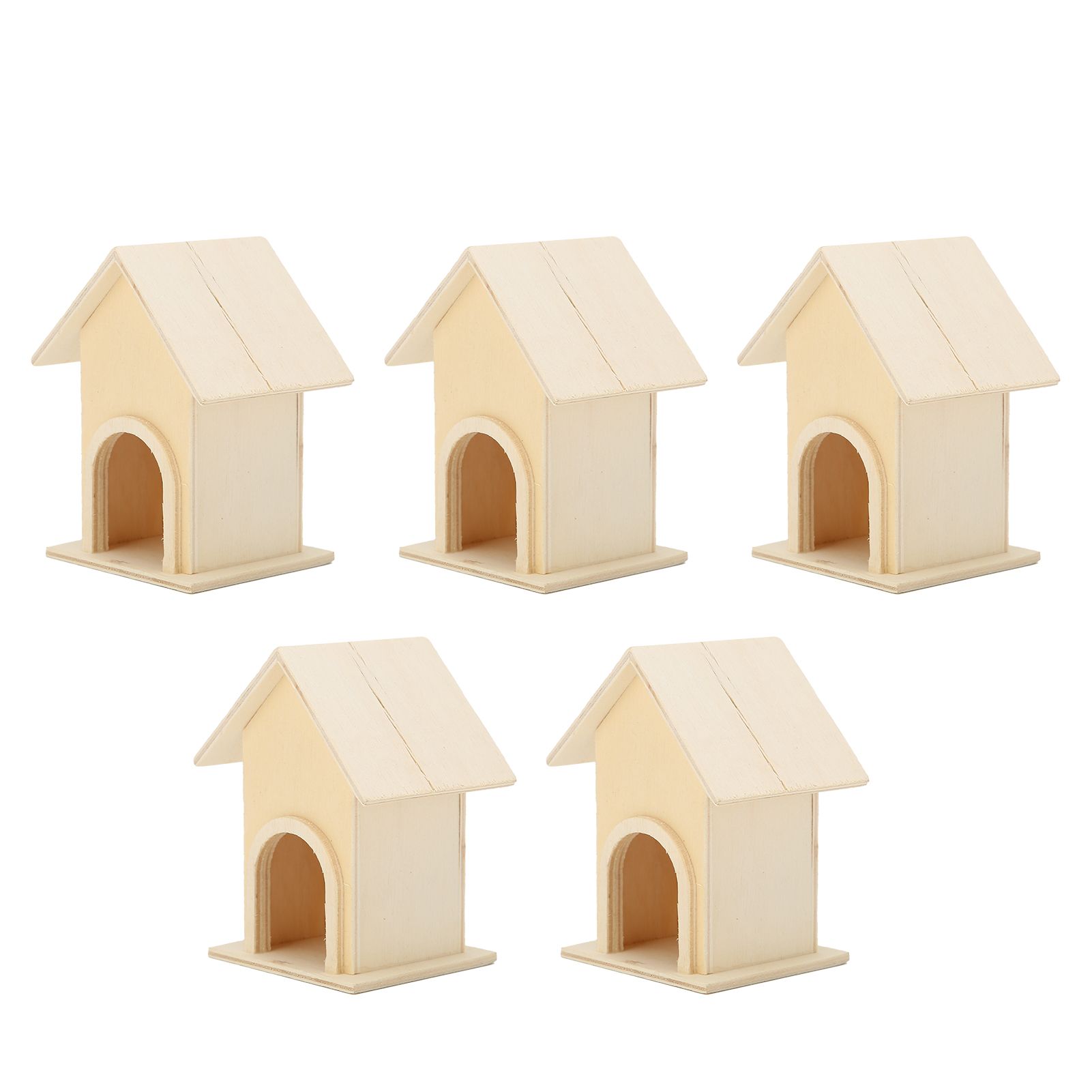 5Pcs Wooden Birdhouse Unique DIY Bird Feeder Cage Craft Ornament Garden Patio view 9