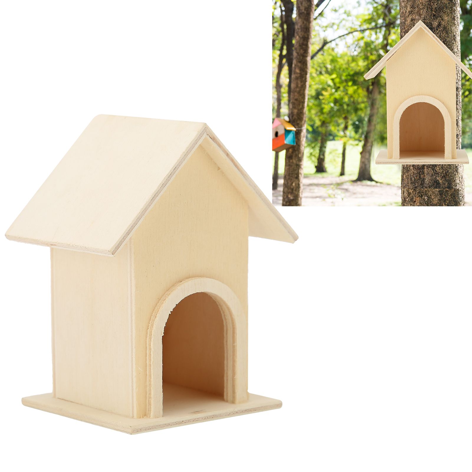 5Pcs Wooden Birdhouse Unique DIY Bird Feeder Cage Craft Ornament Garden Patio view 12