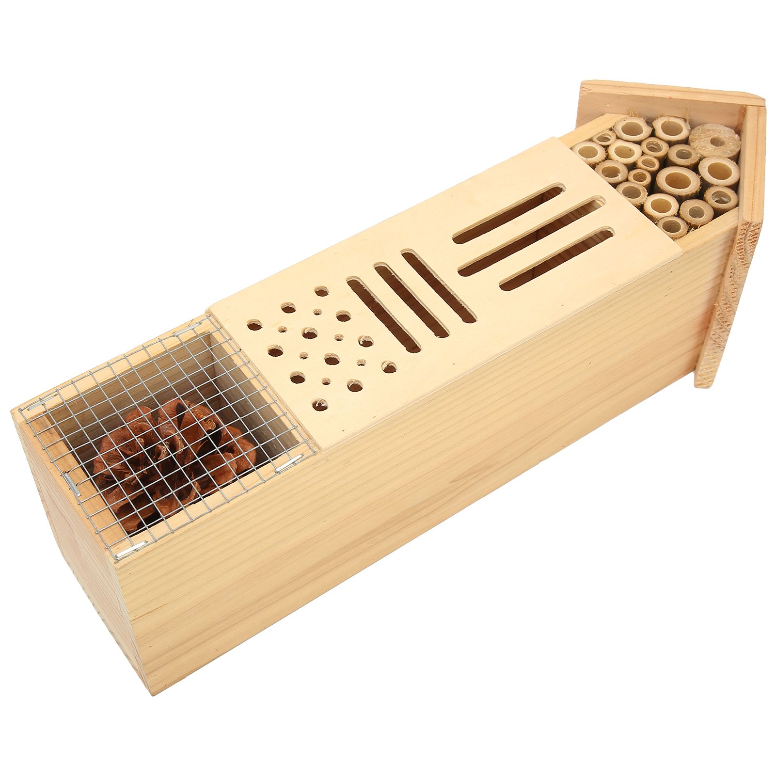 Wooden Insect House Hanging Bee Hotel Nests Shelter for Home Outdoor Garden view 9