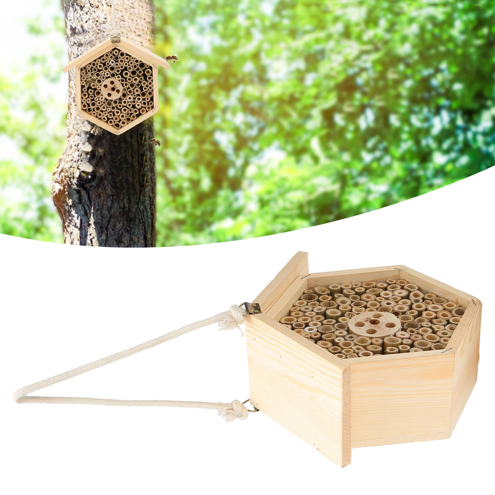 Wooden Bee House Decorative Hanging Insect House Insect Hotel for Garden Supplies view 11
