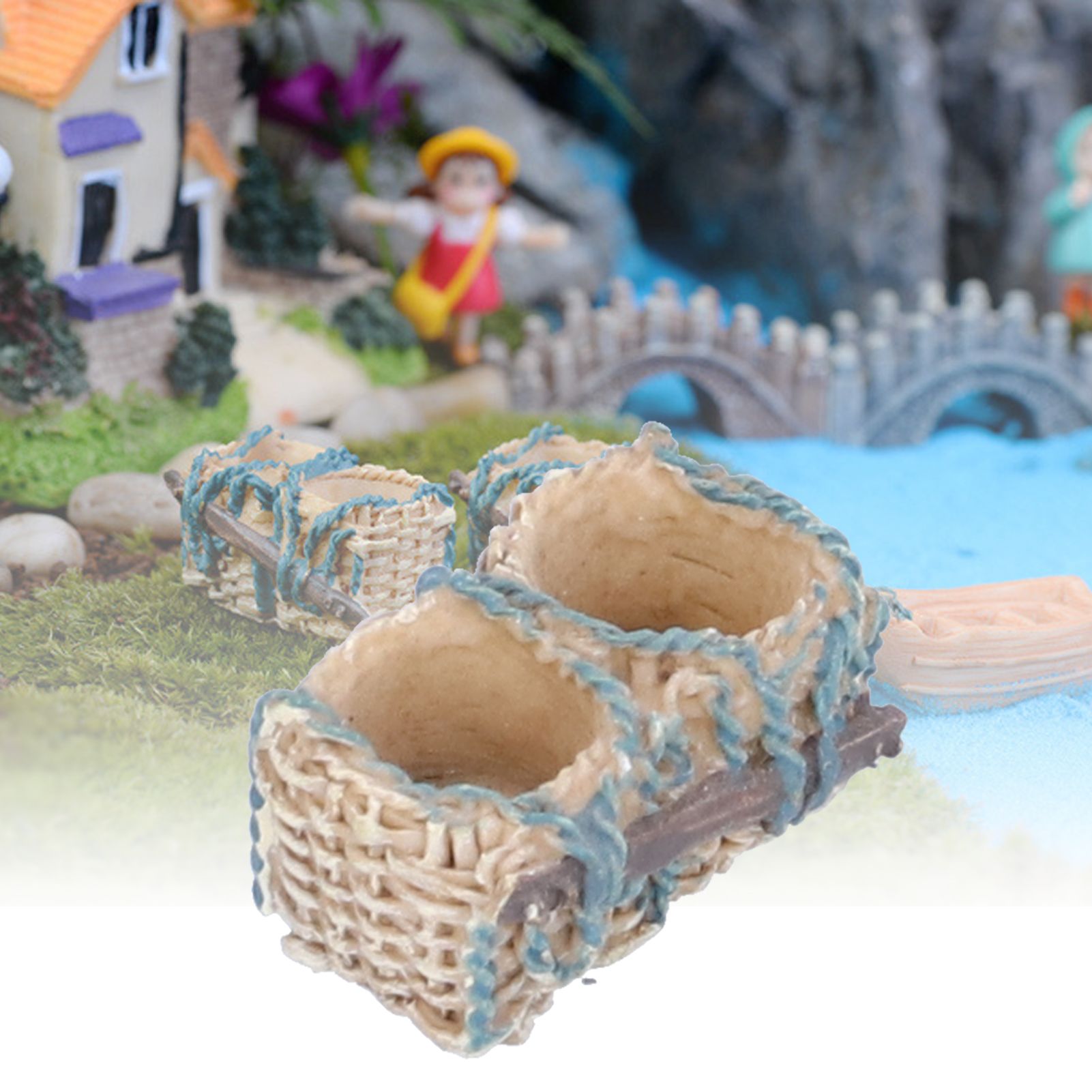 10PCS Miniature Rattan Basket Ornaments Simulation Basket Micro Landscape view 11