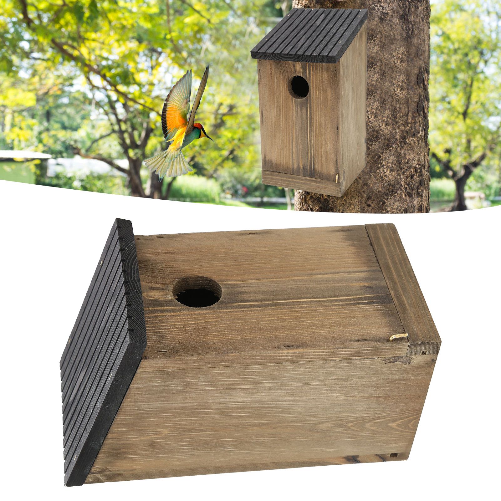 Wooden Pet Bird Nests House Nesting Box Birdhouse Accessories for Garden Ornaments view 11