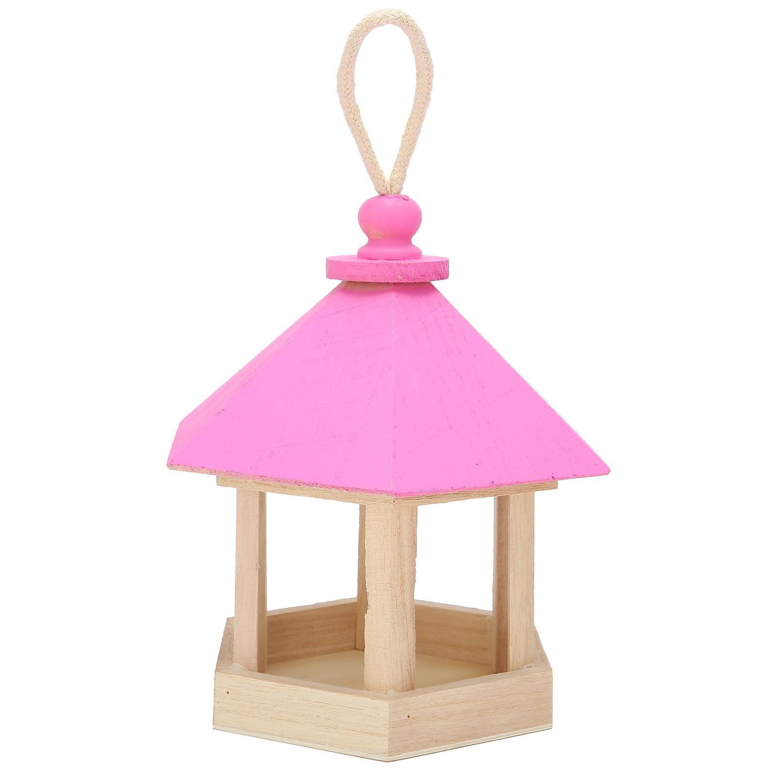 Wooden Bird Feeder Hanging Hexagonal House Shape Pet Bird Feeder Garden Decoration view 4