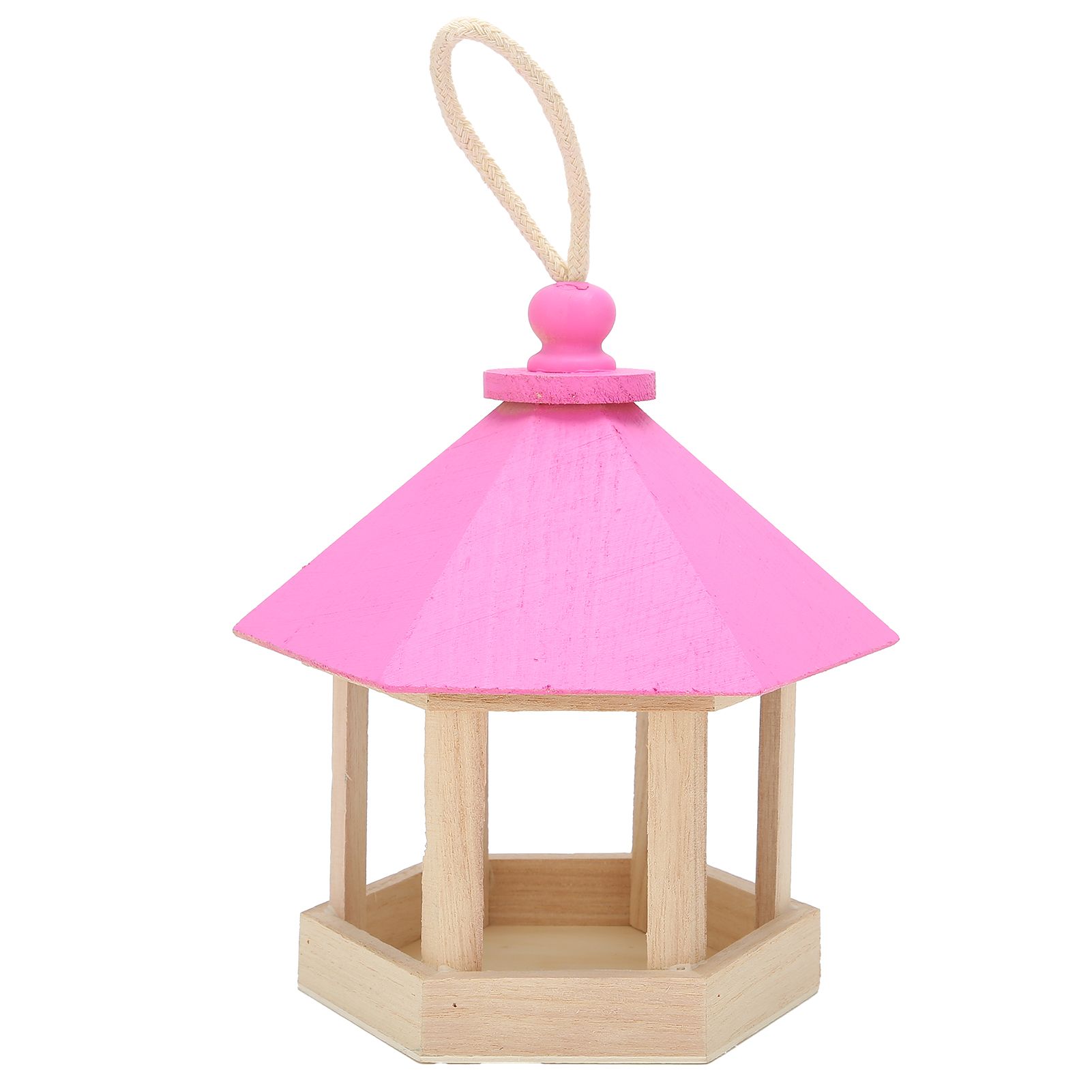 Wooden Bird Feeder Hanging Hexagonal House Shape Pet Bird Feeder Garden Decoration view 5
