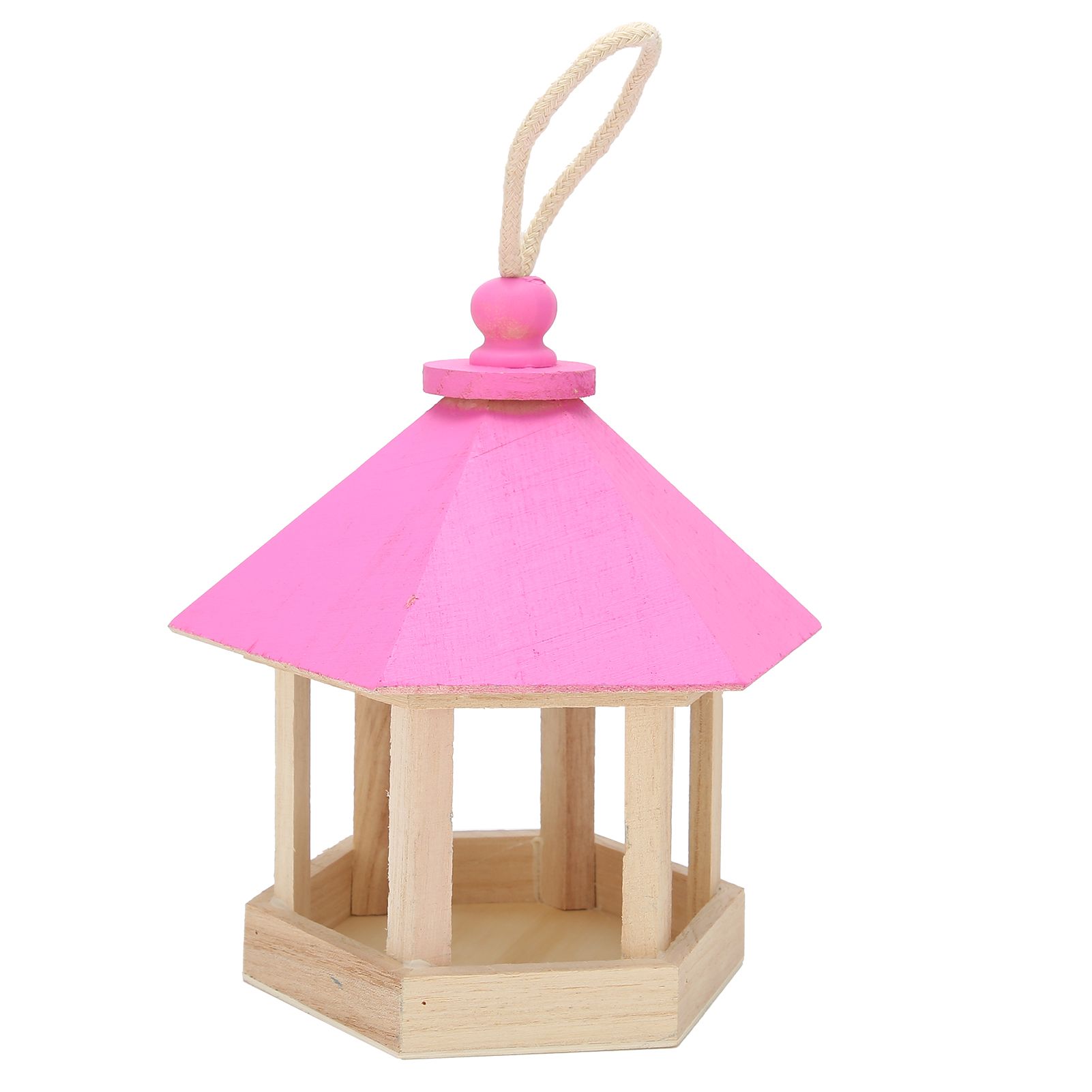 Wooden Bird Feeder Hanging Hexagonal House Shape Pet Bird Feeder Garden Decoration view 6