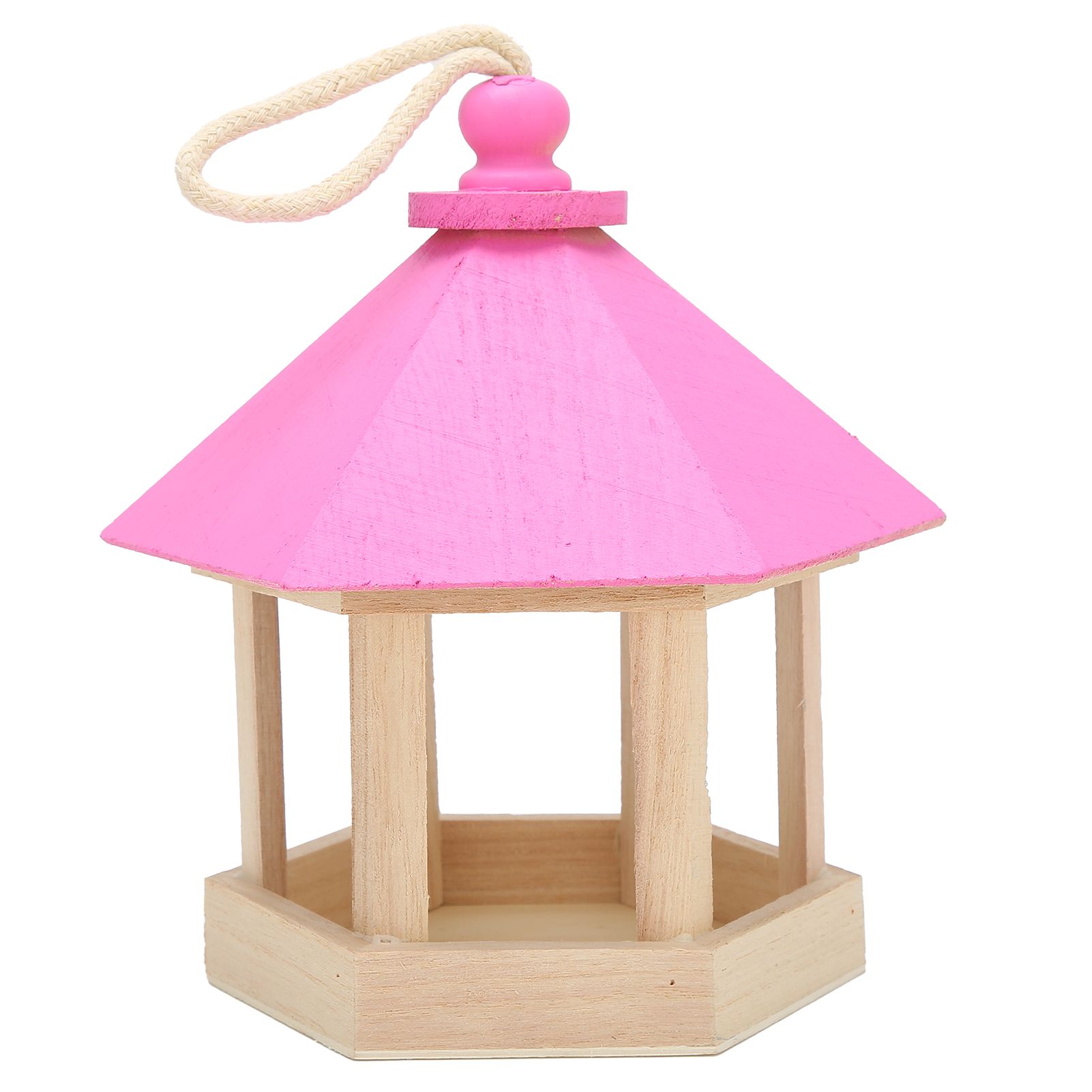 Wooden Bird Feeder Hanging Hexagonal House Shape Pet Bird Feeder Garden Decoration view 8
