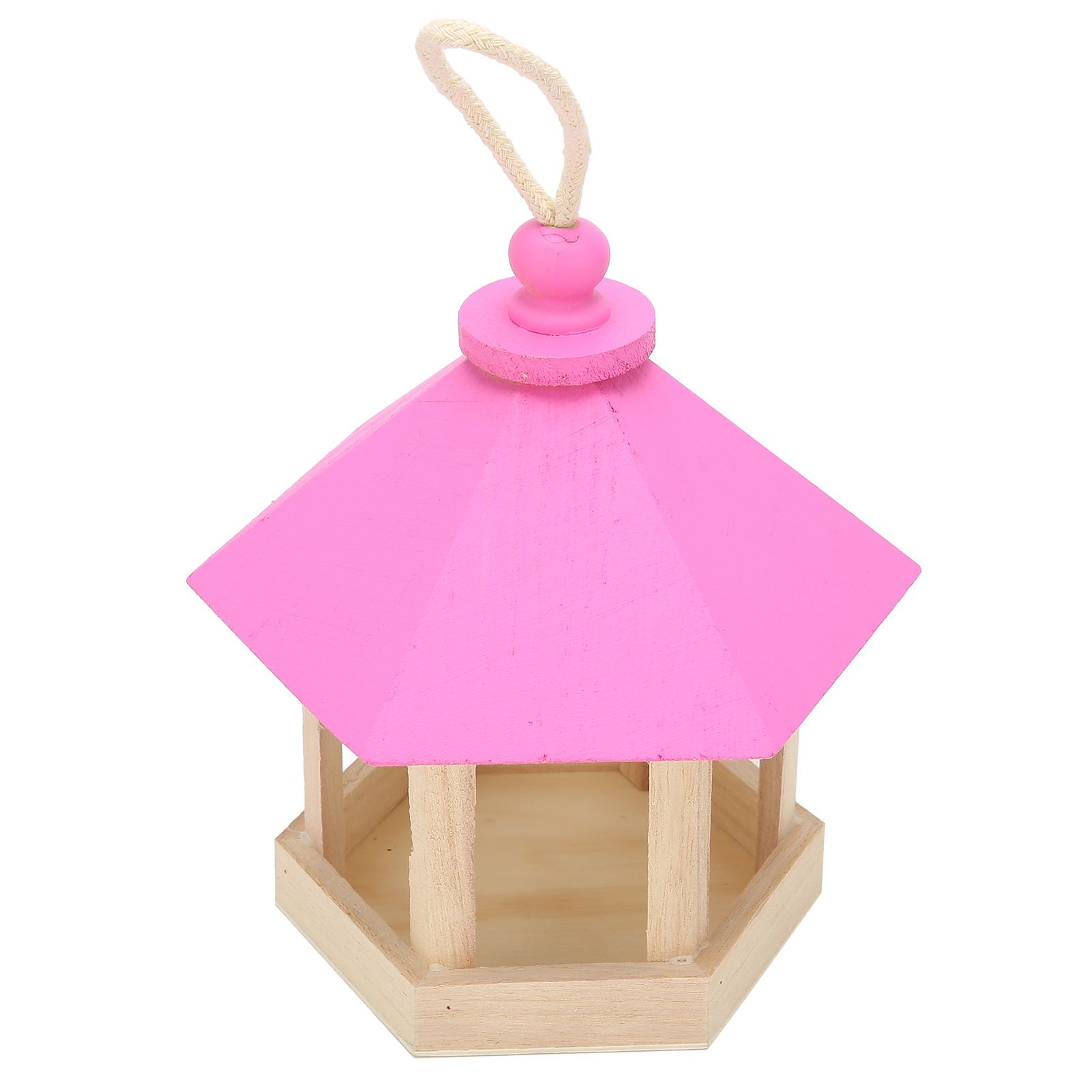 Wooden Bird Feeder Hanging Hexagonal House Shape Pet Bird Feeder Garden Decoration view 9