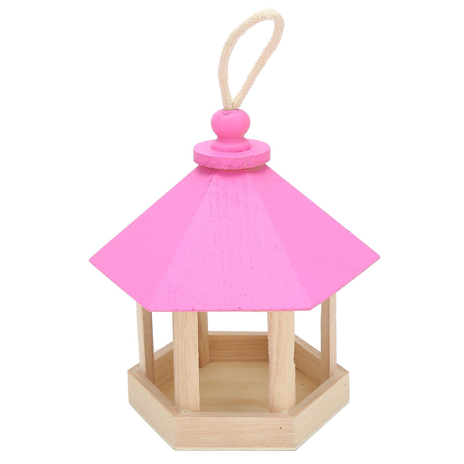 Wooden Bird Feeder Hanging Hexagonal House Shape Pet Bird Feeder Garden Decoration view 10