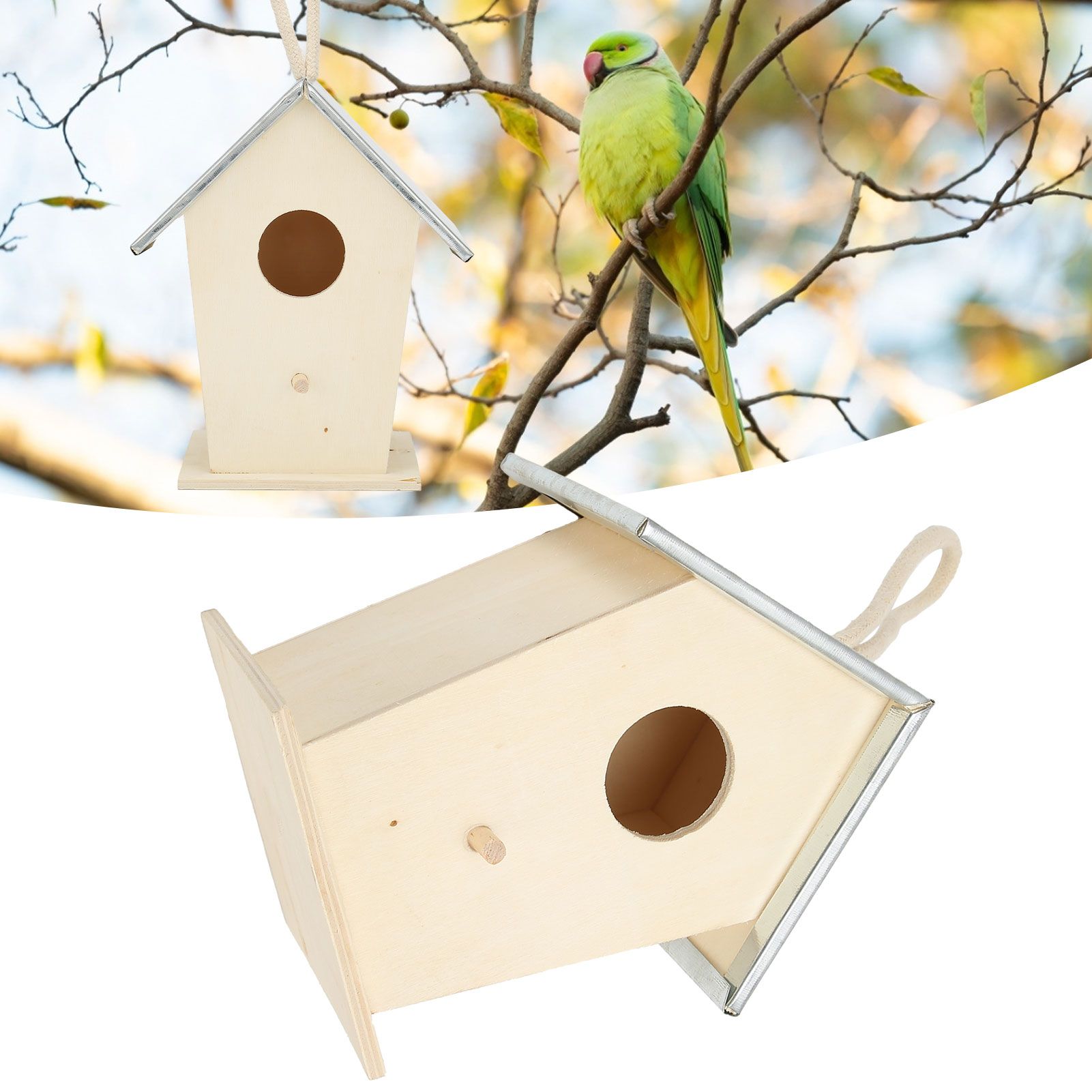 Wooden Bird House Hanging Breeding Nesting Cage Box for Outdoor Garden view 12