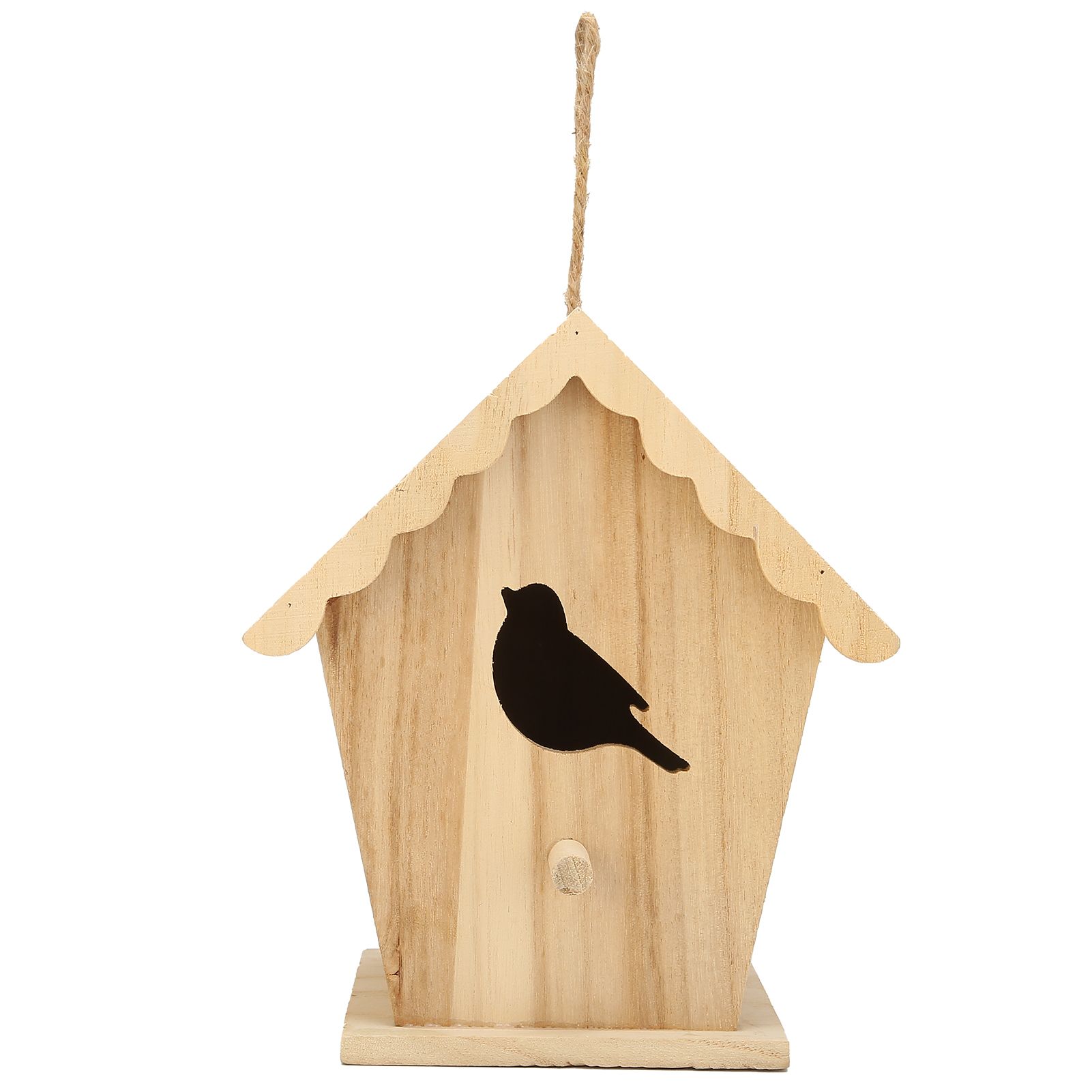 Wood Birdhouse Bird Shaped Entrance Bird Box House DIY Outdoor Nesting Box for view 2