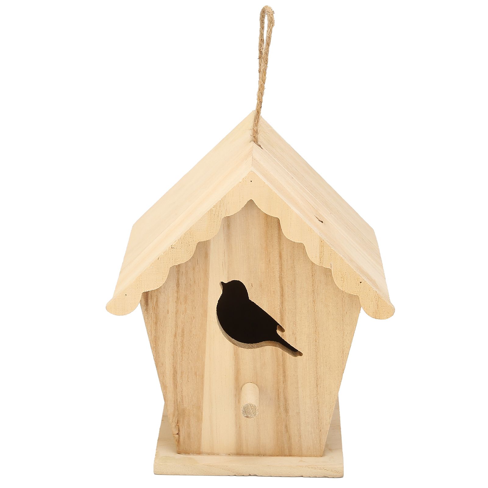 Wood Birdhouse Bird Shaped Entrance Bird Box House DIY Outdoor Nesting Box for view 3