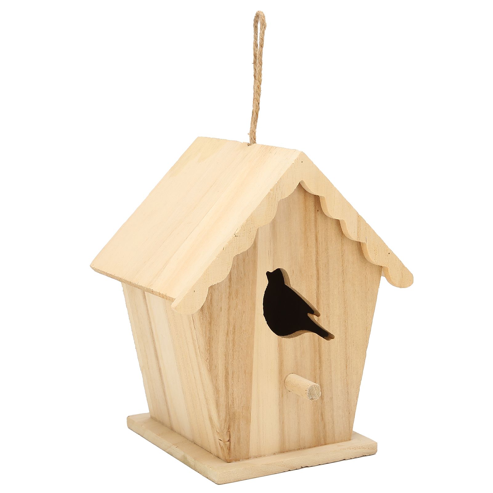 Wood Birdhouse Bird Shaped Entrance Bird Box House DIY Outdoor Nesting Box for view 4