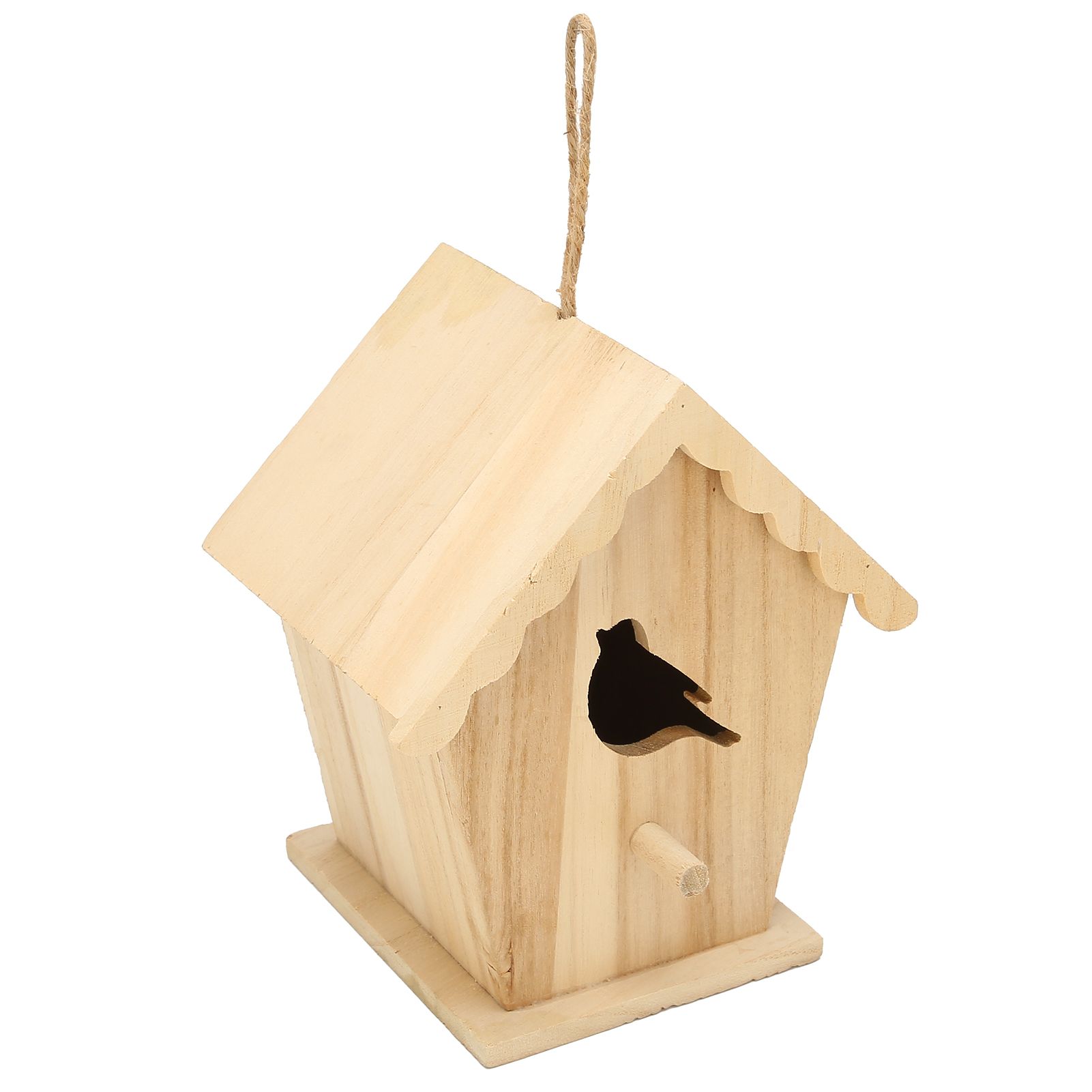 Wood Birdhouse Bird Shaped Entrance Bird Box House DIY Outdoor Nesting Box for view 5