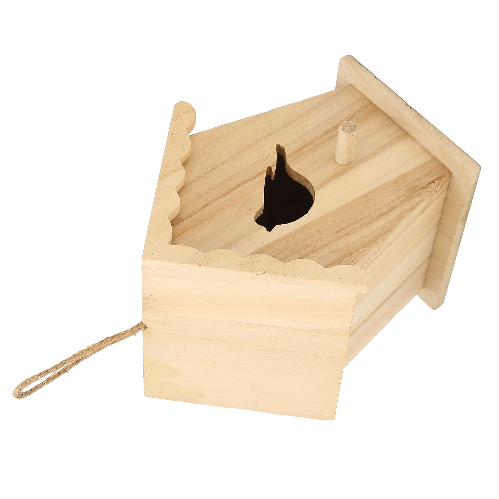 Wood Birdhouse Bird Shaped Entrance Bird Box House DIY Outdoor Nesting Box for view 6