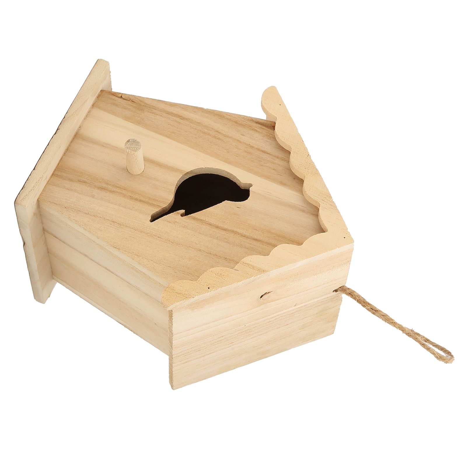 Wood Birdhouse Bird Shaped Entrance Bird Box House DIY Outdoor Nesting Box for view 7