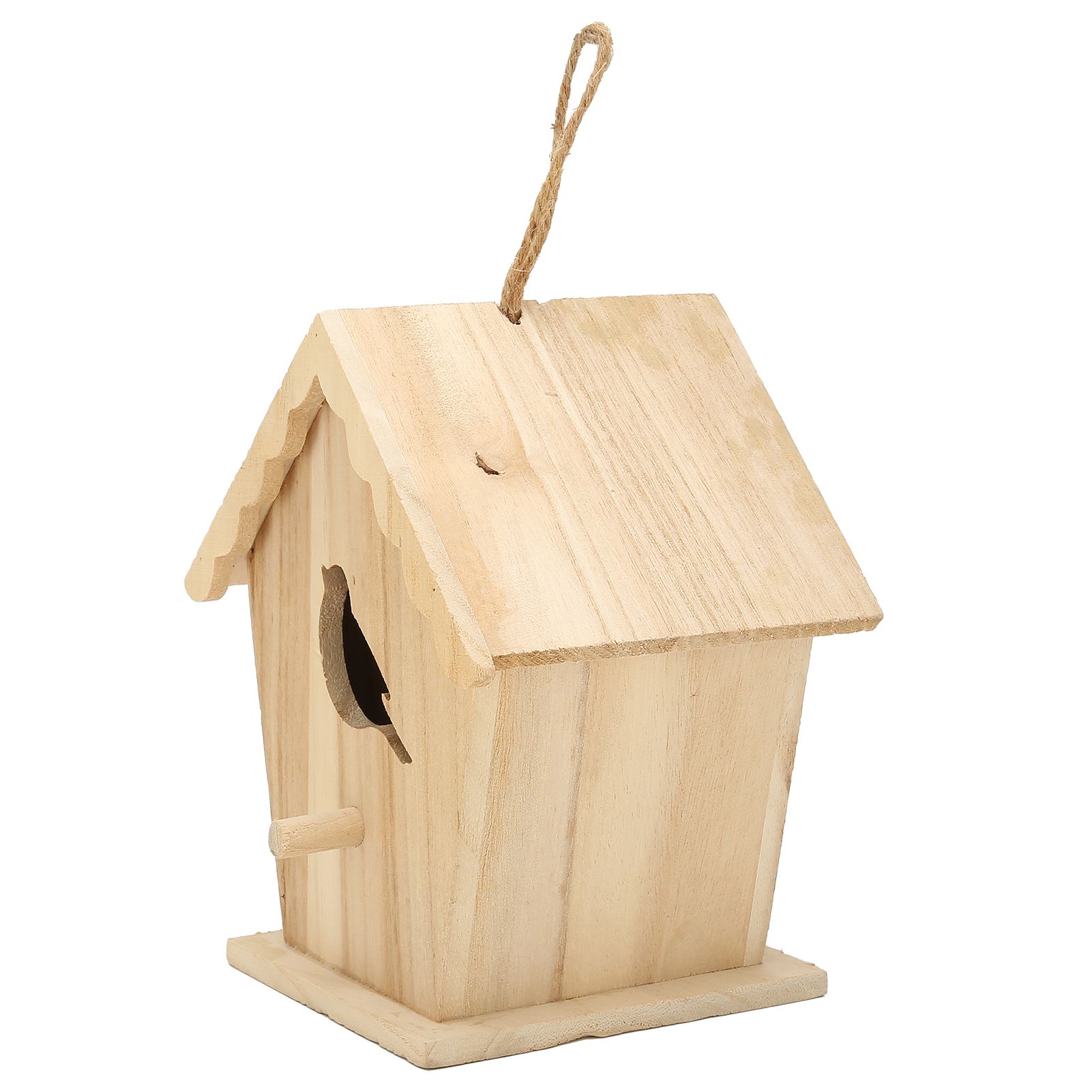 Wood Birdhouse Bird Shaped Entrance Bird Box House DIY Outdoor Nesting Box for view 9