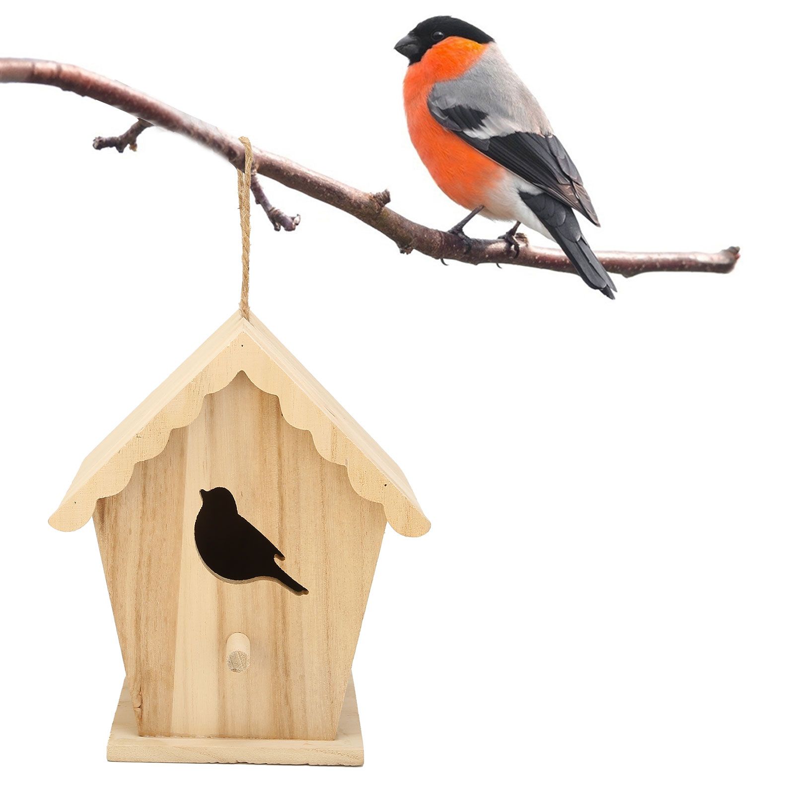 Wood Birdhouse Bird Shaped Entrance Bird Box House DIY Outdoor Nesting Box for view 11