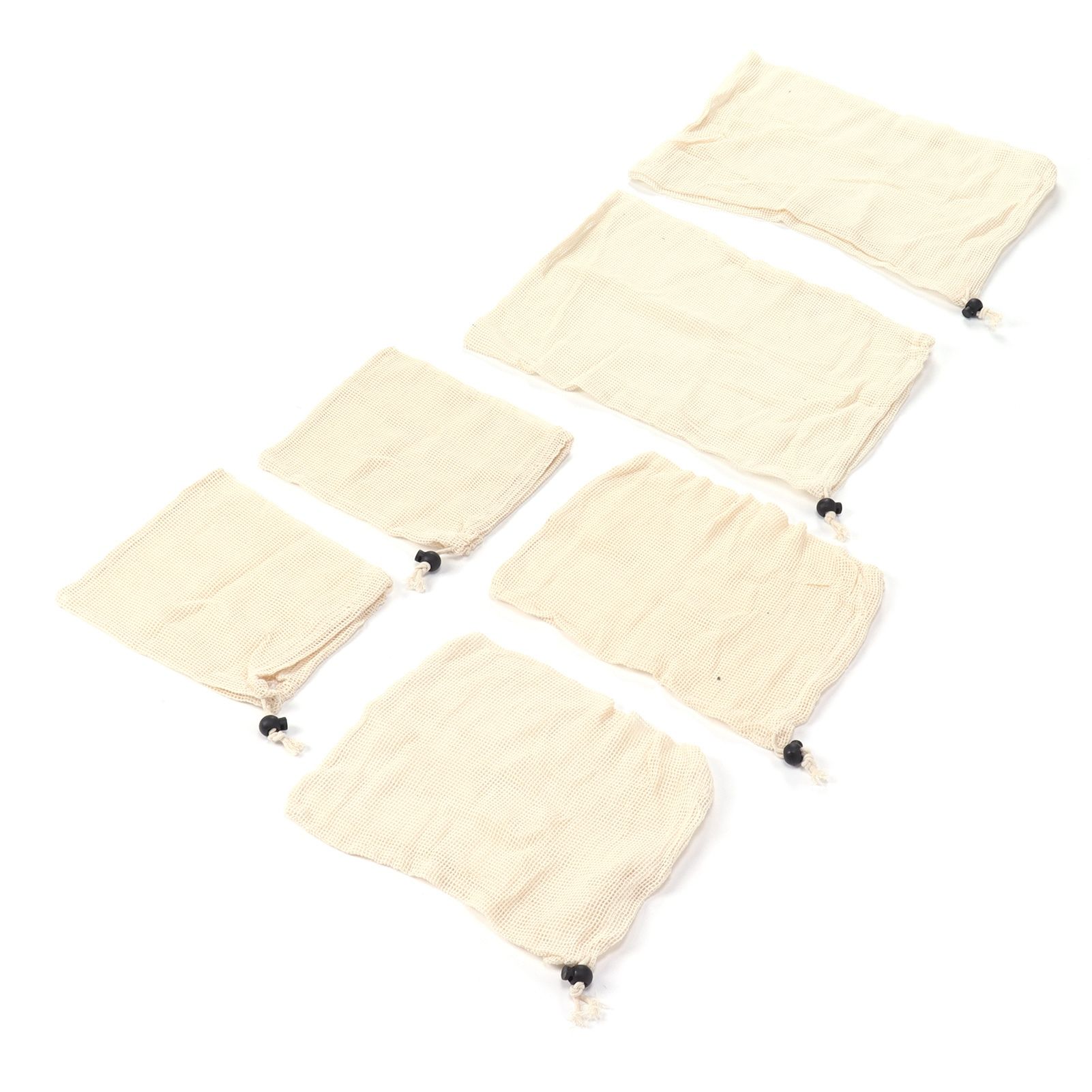6Pcs Drawstring Storage Bag Cotton Mesh Waste Food Bag Single Side Drawstring