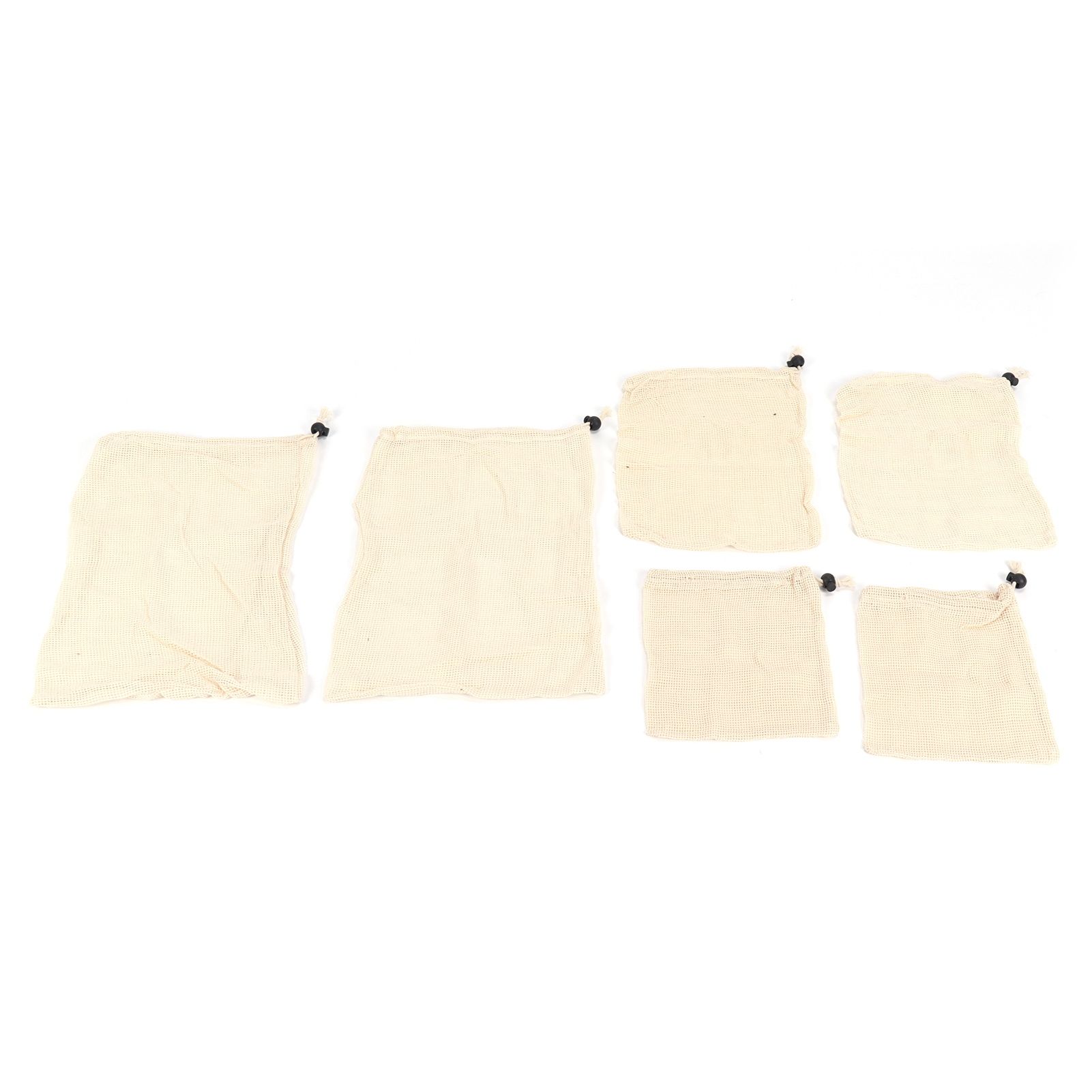 6Pcs Drawstring Storage Bag Cotton Mesh Waste Food Bag Single Side Drawstring view 2