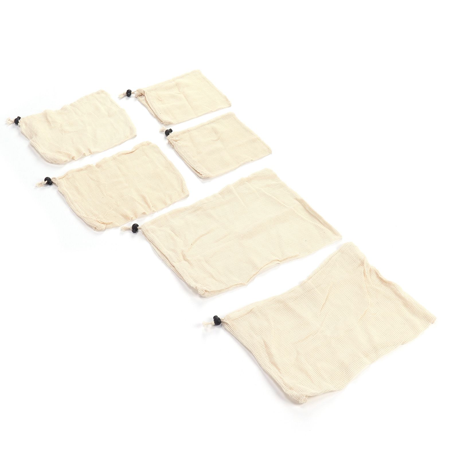 6Pcs Drawstring Storage Bag Cotton Mesh Waste Food Bag Single Side Drawstring view 3