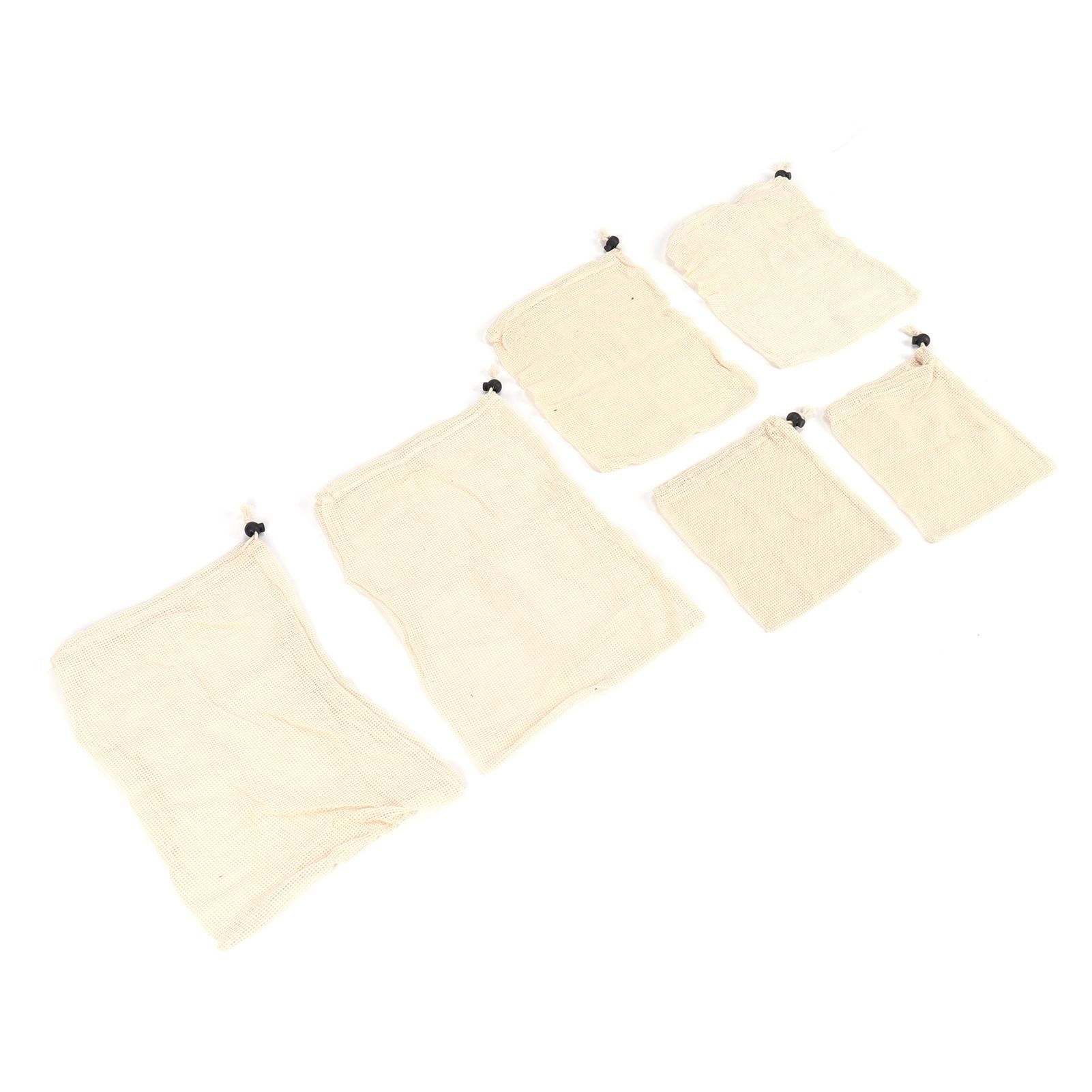 6Pcs Drawstring Storage Bag Cotton Mesh Waste Food Bag Single Side Drawstring view 6